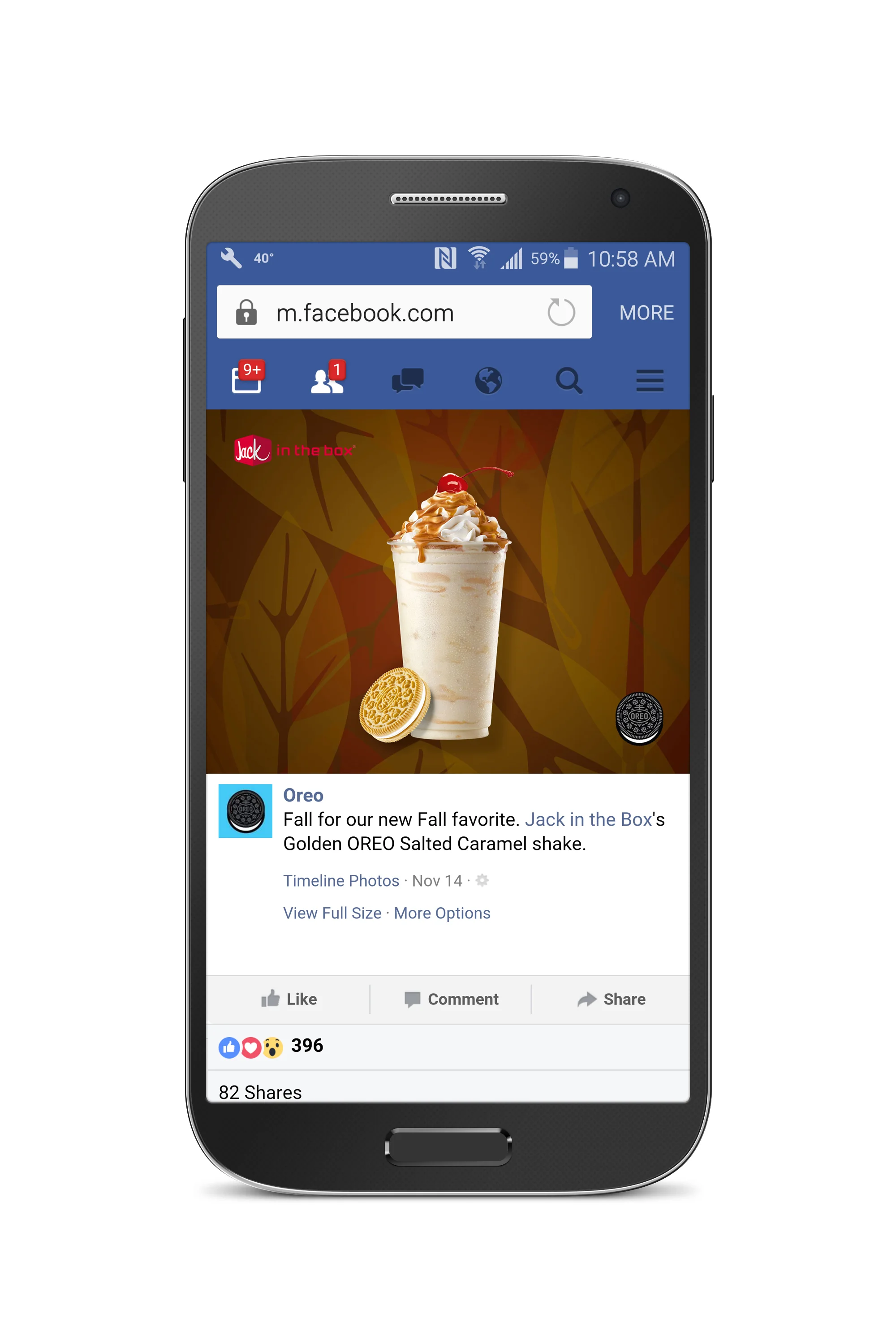 While at 360i, I was tasked with creating a social post to promote Jack in the Box’s new Golden Oreo Salted Caramel Shake, which is currently live on Oreo’s Facebook page. Since this shake is full of flavors that are emblematic of the fall season, we decided to create a visual that has a fall theme. For this post, we juxtaposed the Golden Oreo cookie and the caramel with the gold-colored leaves. Credits: Robertsy F. Gribkoff & Joana Carneiro Peixinho