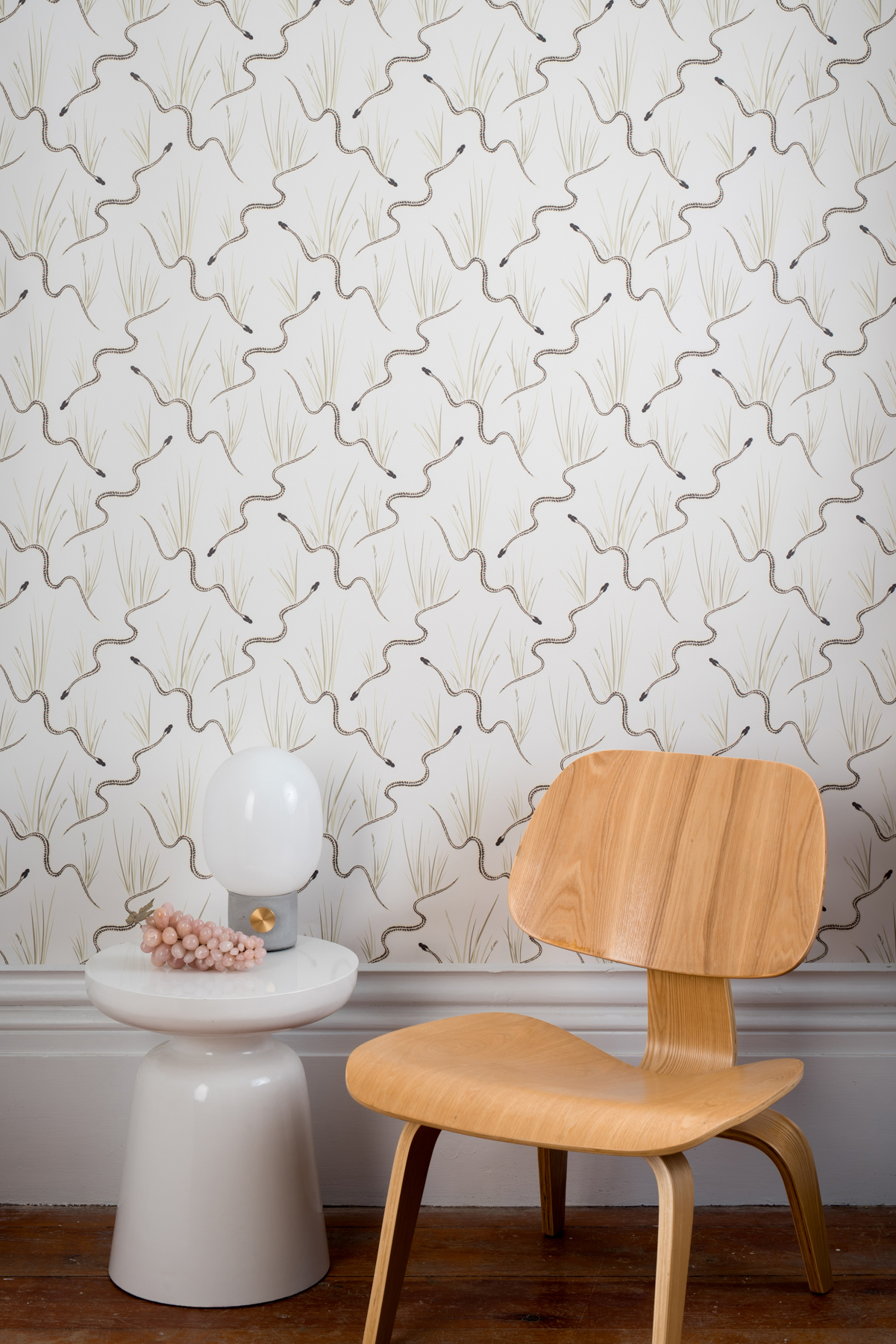 Kate Golding Garter Snake wallpaper // Modern wallcoverings and interior decor.