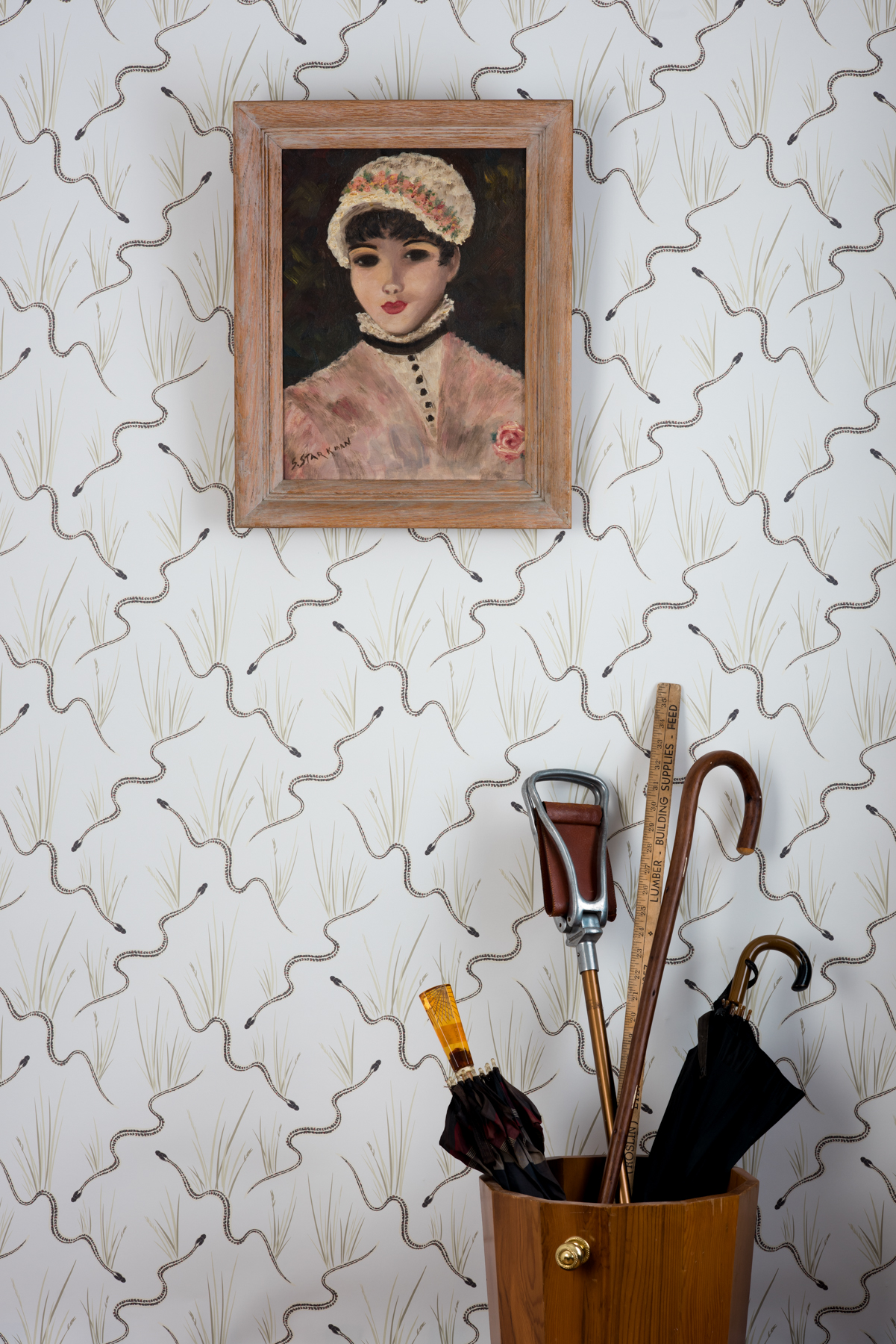 Kate Golding Garter Snake wallpaper // Modern wallcoverings and interior decor.