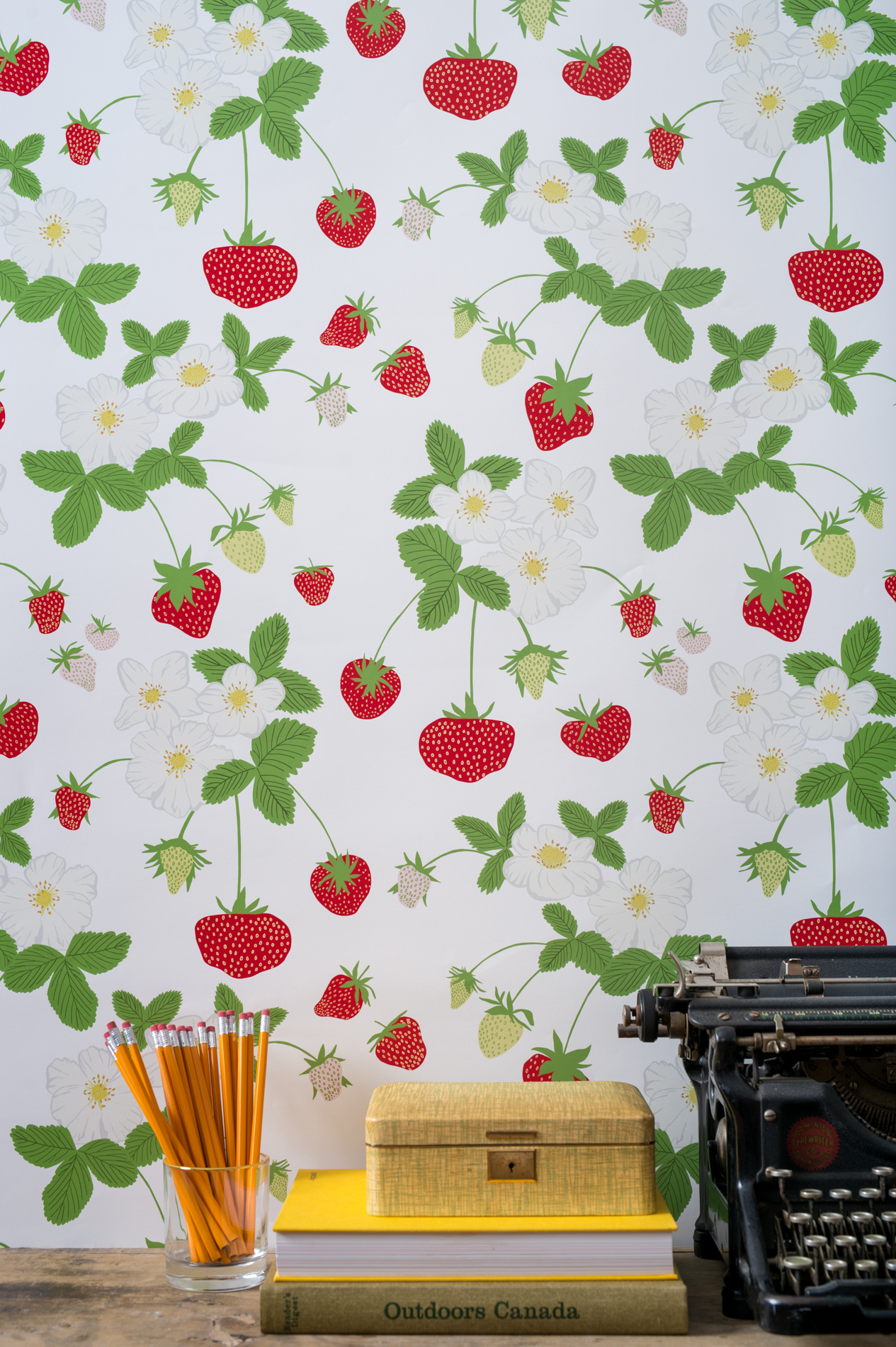 Kate Golding Strawberry Social wallpaper // Modern wallcoverings and interior decor.