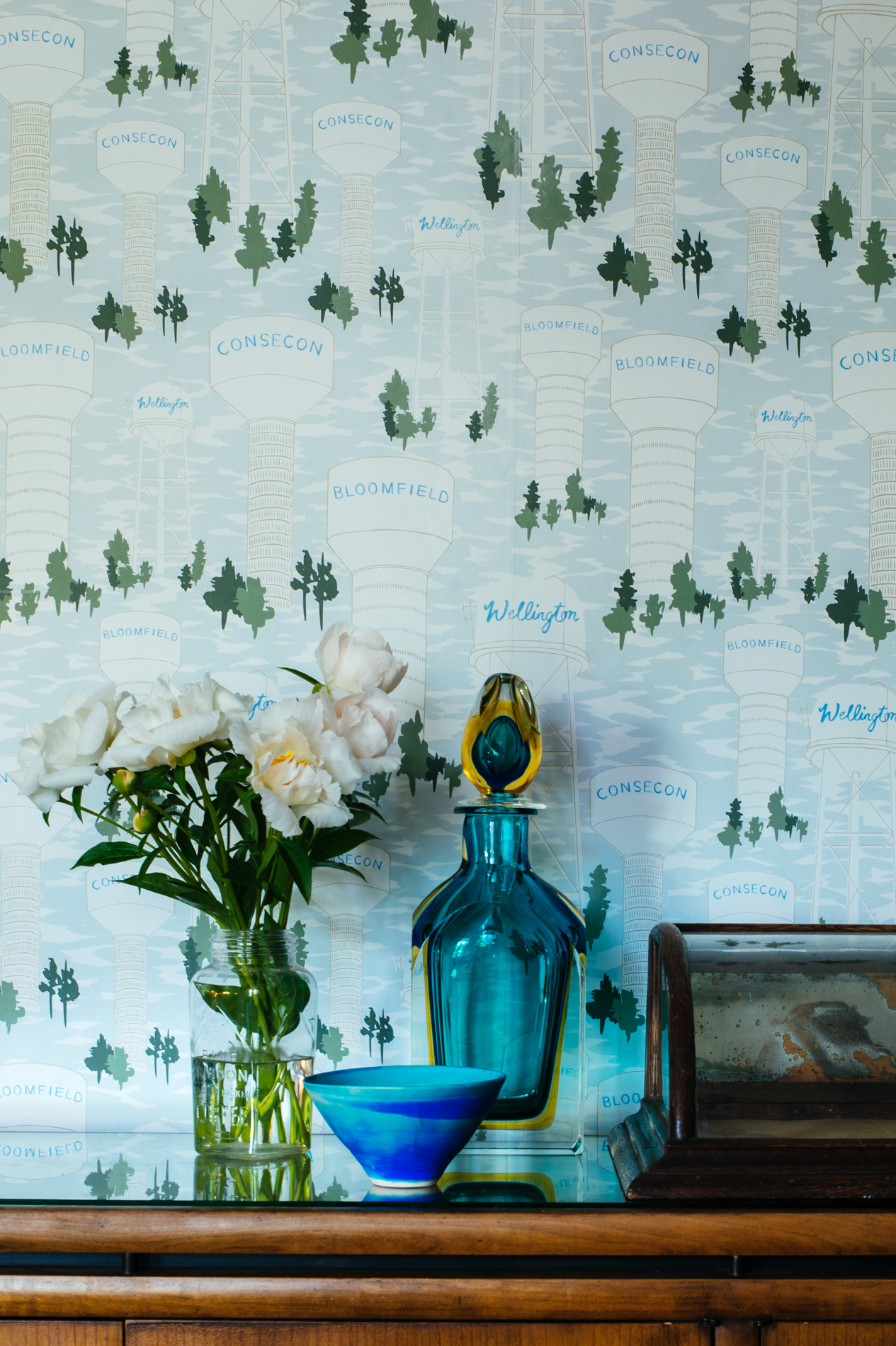 Kate Golding Water Tower wallpaper // Modern wallcoverings and interior decor.