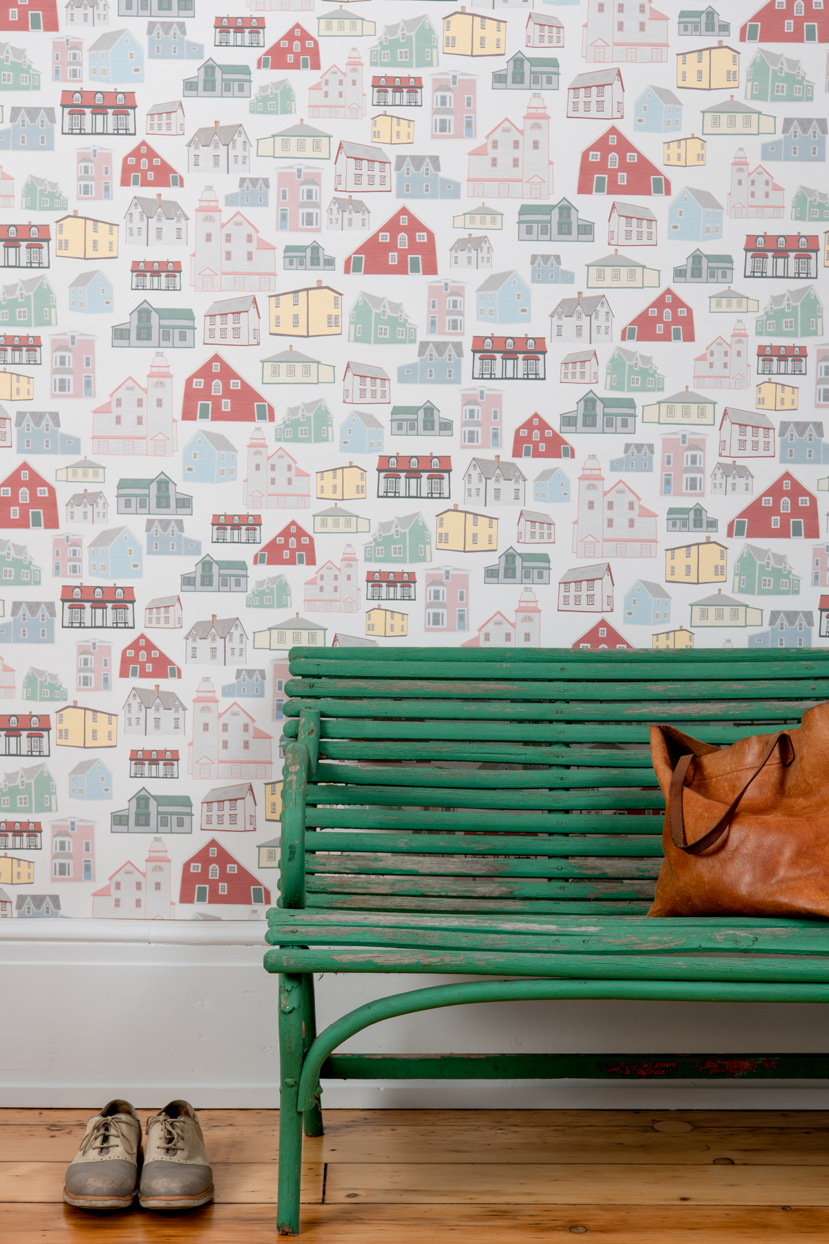 Kate Golding Bonavista Houses wallpaper // Modern wallcoverings and interior decor.