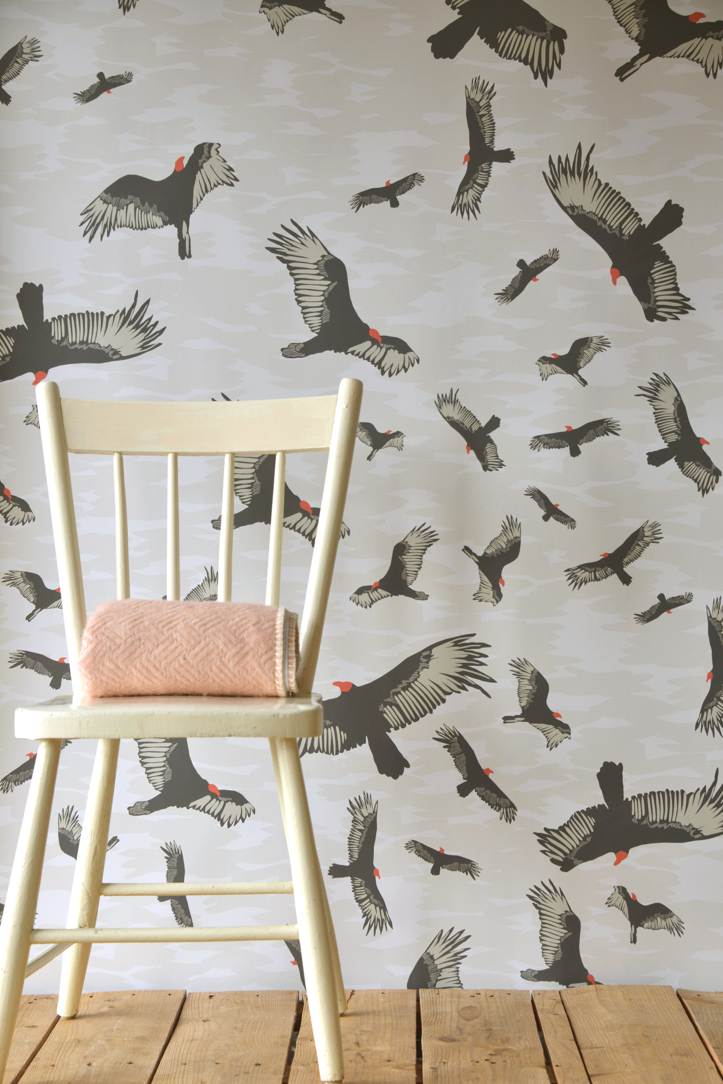 Kate Golding Turkey Vulture wallpaper // Modern wallcoverings and interior decor.