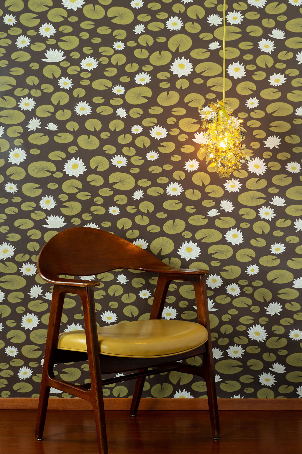 Kate Golding Water Lily (Brown) wallpaper // Modern wallcoverings and interior decor.