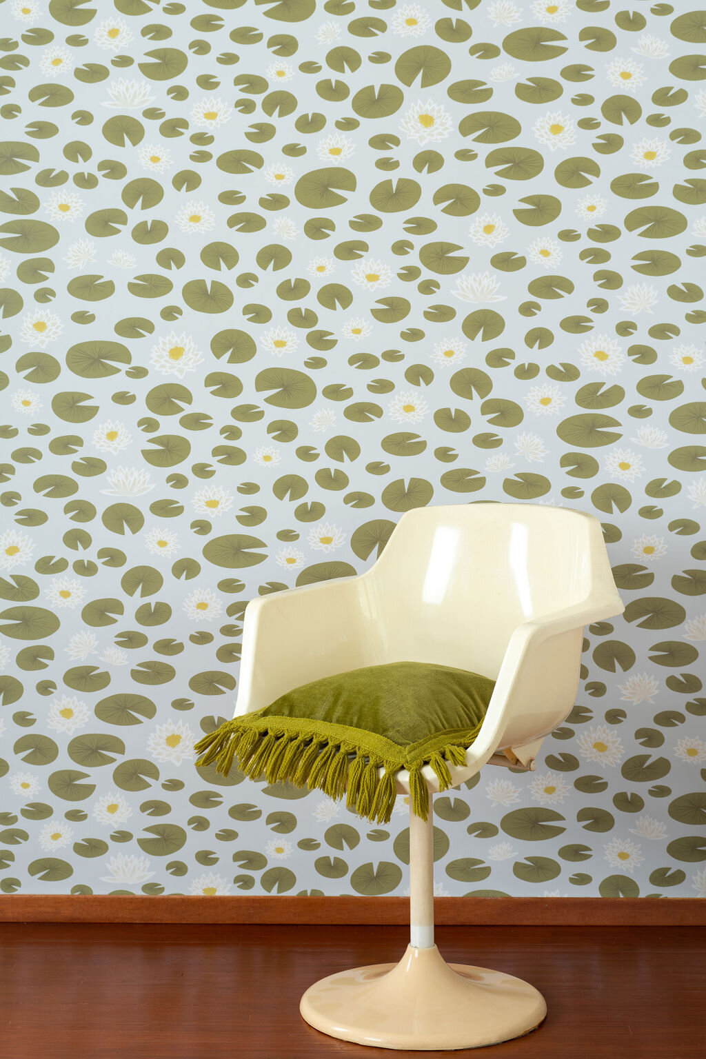 Kate Golding Water Lily (Blue) wallpaper // Modern wallcoverings and interior decor.