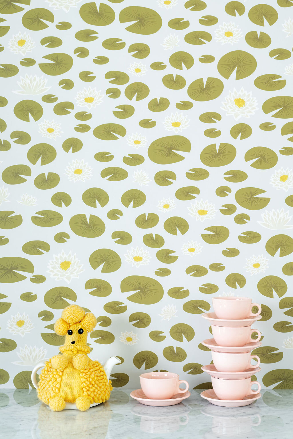 Kate Golding Water Lily (Blue) wallpaper // Modern wallcoverings and interior decor.