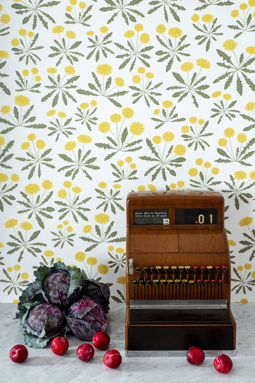 Kate Golding Dandelion (White) wallpaper // Modern wallcoverings and interior decor.