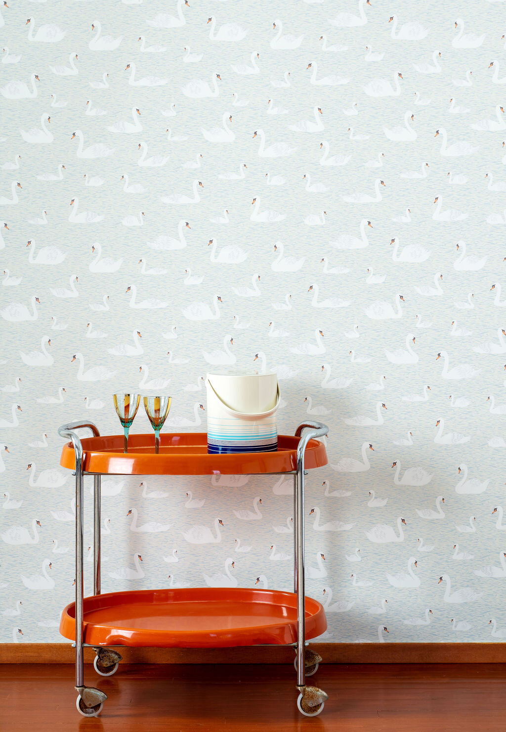 Kate Golding Swans wallpaper // Modern wallcoverings and interior decor.