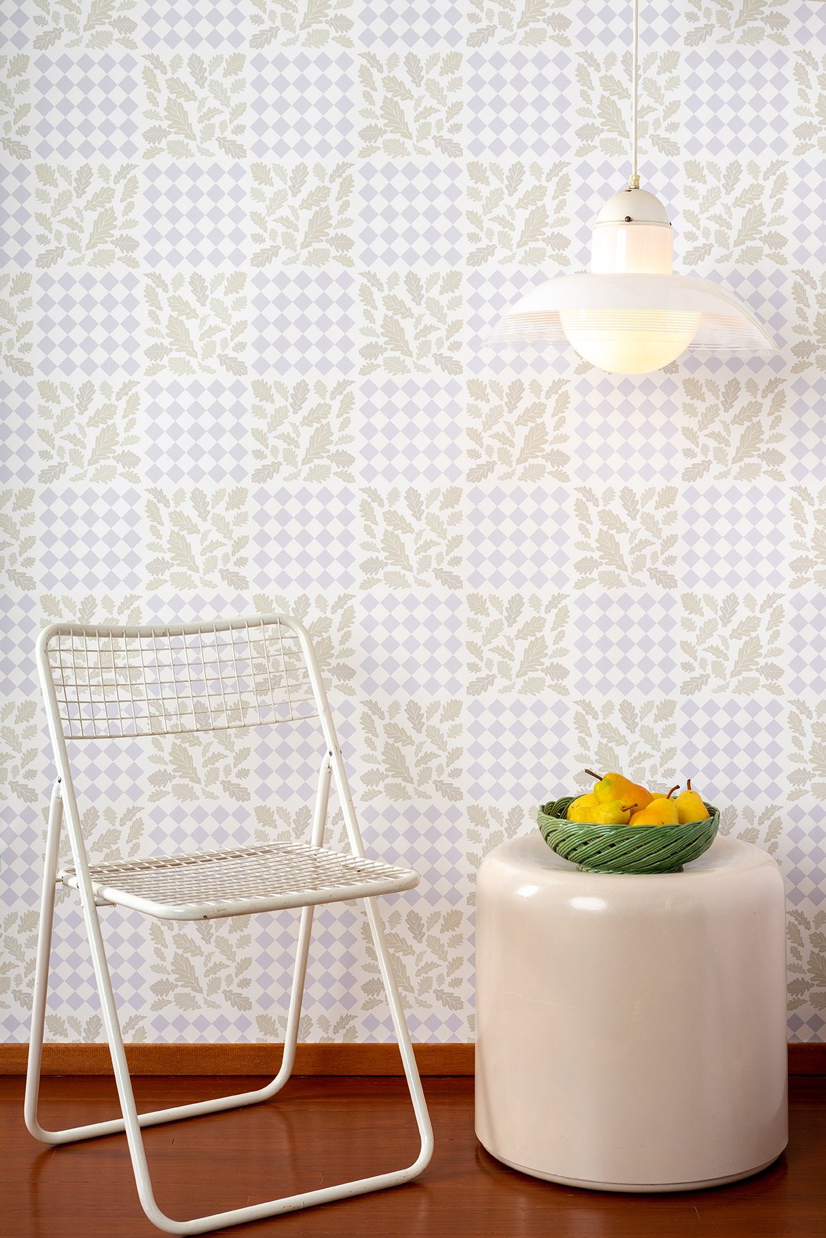 Kate Golding Botanical Quilt Periwinkle wallpaper // Modern wallcoverings and interior decor.