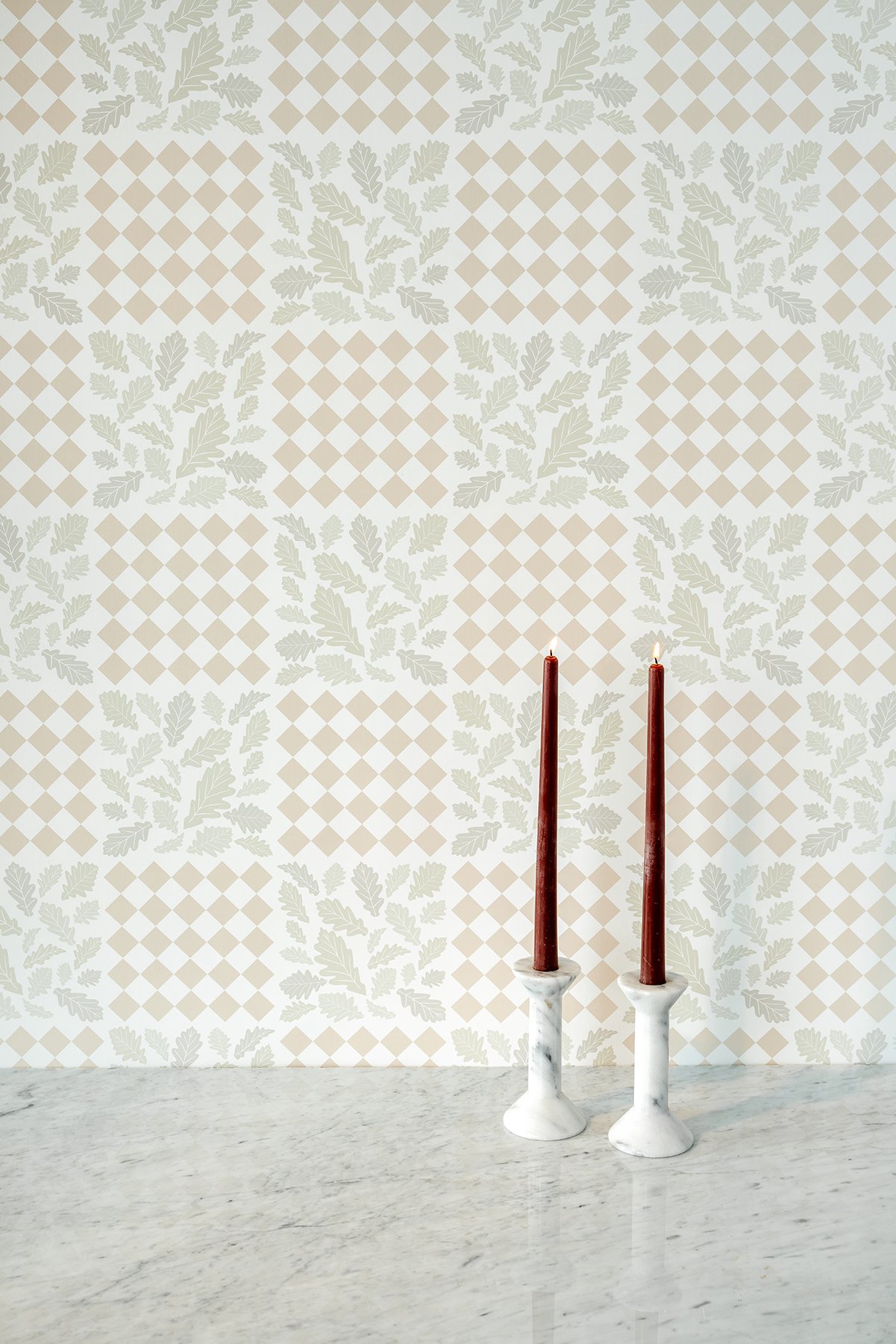 Kate Golding Botanical Quilt Buff wallpaper // Modern wallcoverings and interior decor.