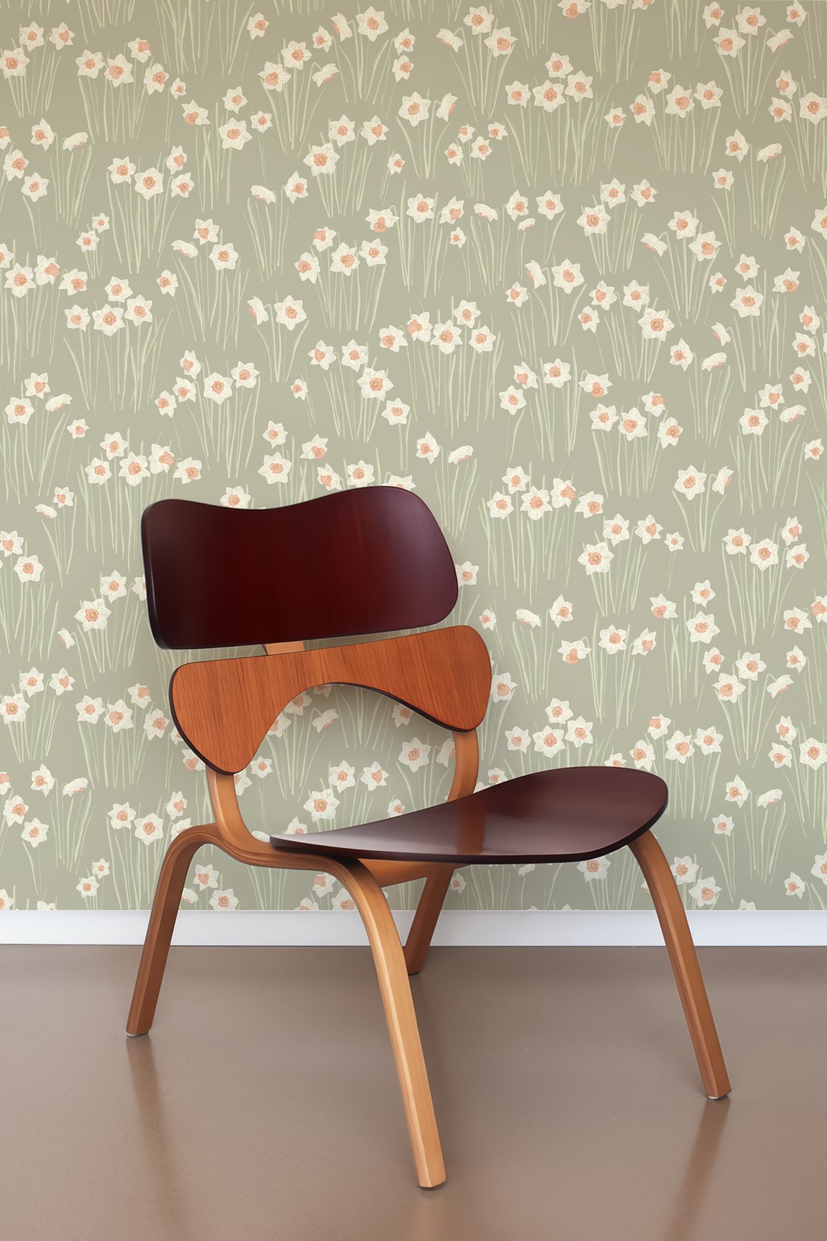 Kate Golding Daffodil (Sage Green) Wallpaper.  Modern wallcoverings and interior decor.  