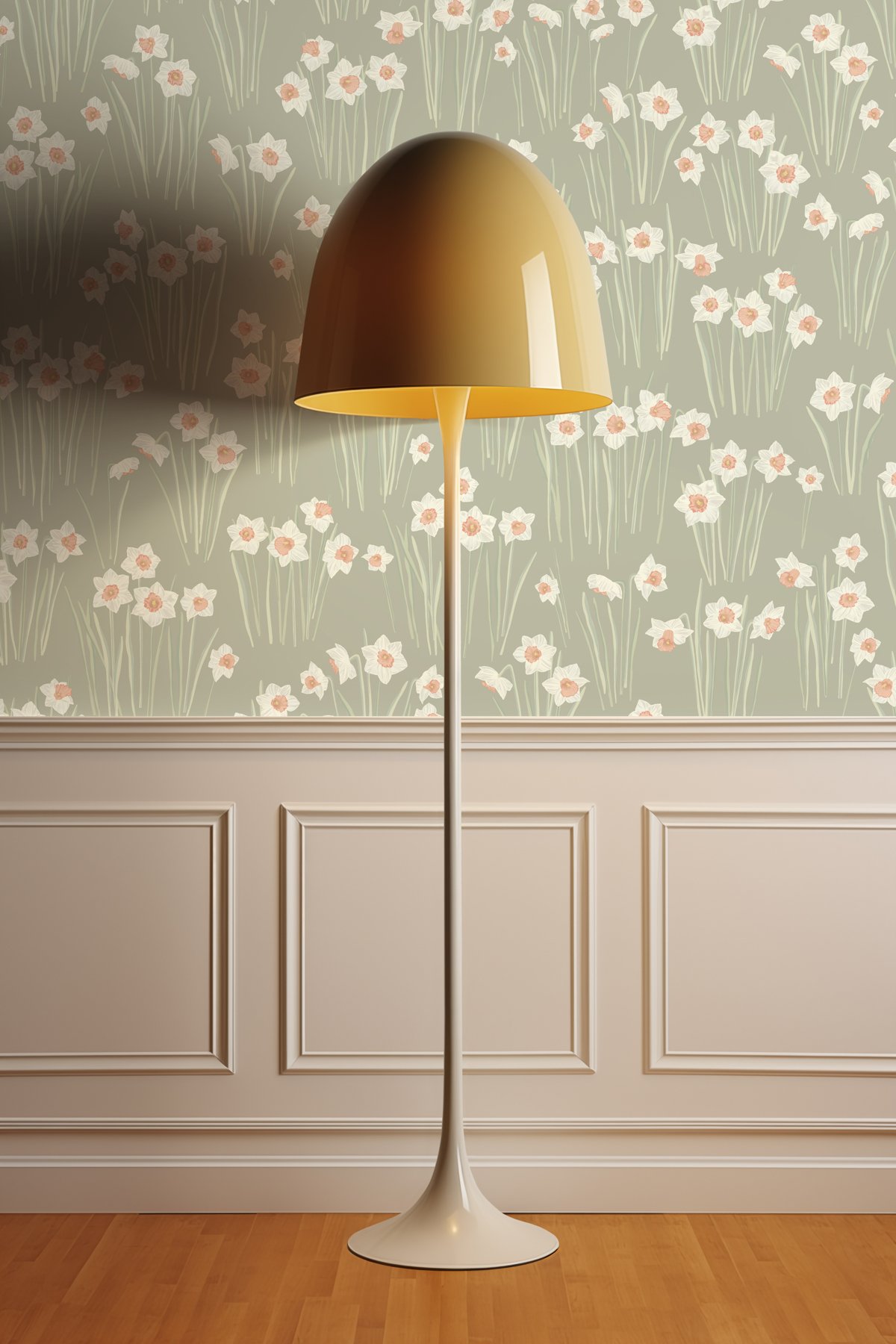 Kate Golding Daffodil (Sage Green) Wallpaper.  Modern wallcoverings and interior decor.  
