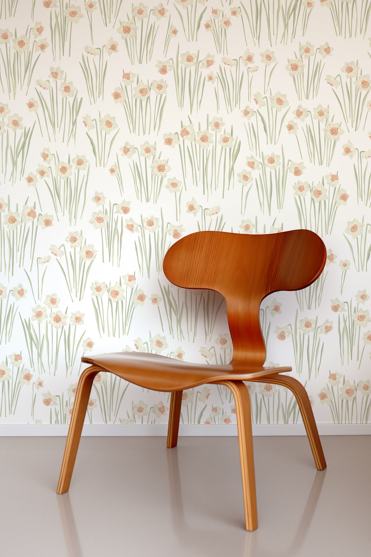 Kate Golding Daffodil (White) Wallpaper.  Modern wallcoverings and interior decor.  