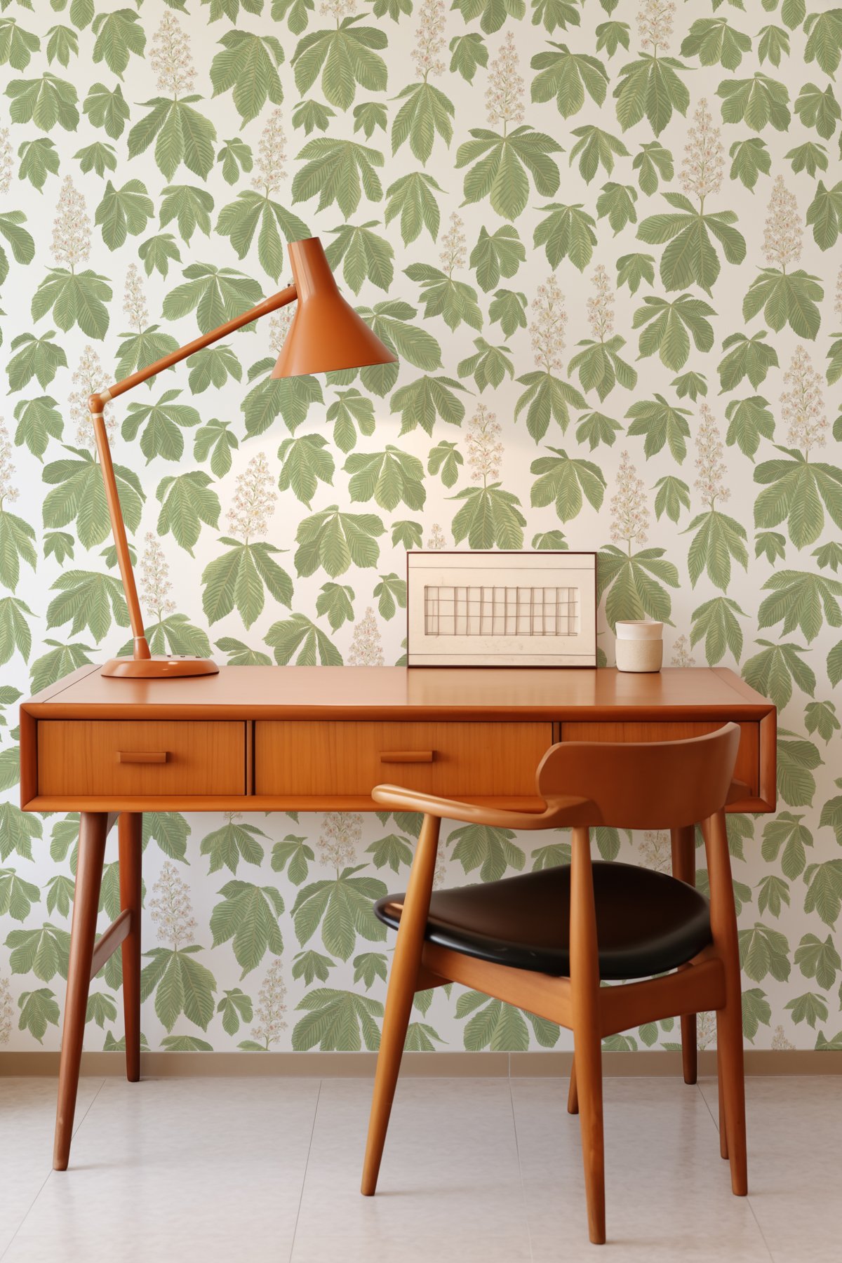 Kate Golding Horse Chestnut Blossom (White) Wallpaper.  Modern wallcoverings and interior decor. 