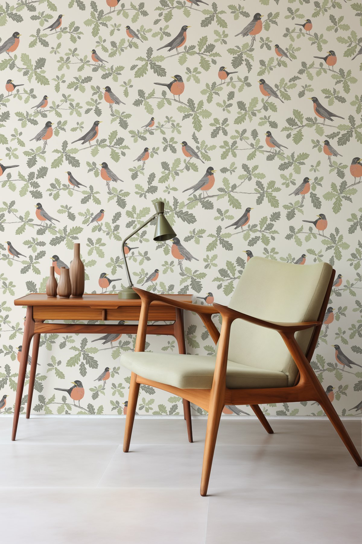 Kate Golding Robin (Parchment) Wallpaper.  Modern wallcoverings and interior decor. 