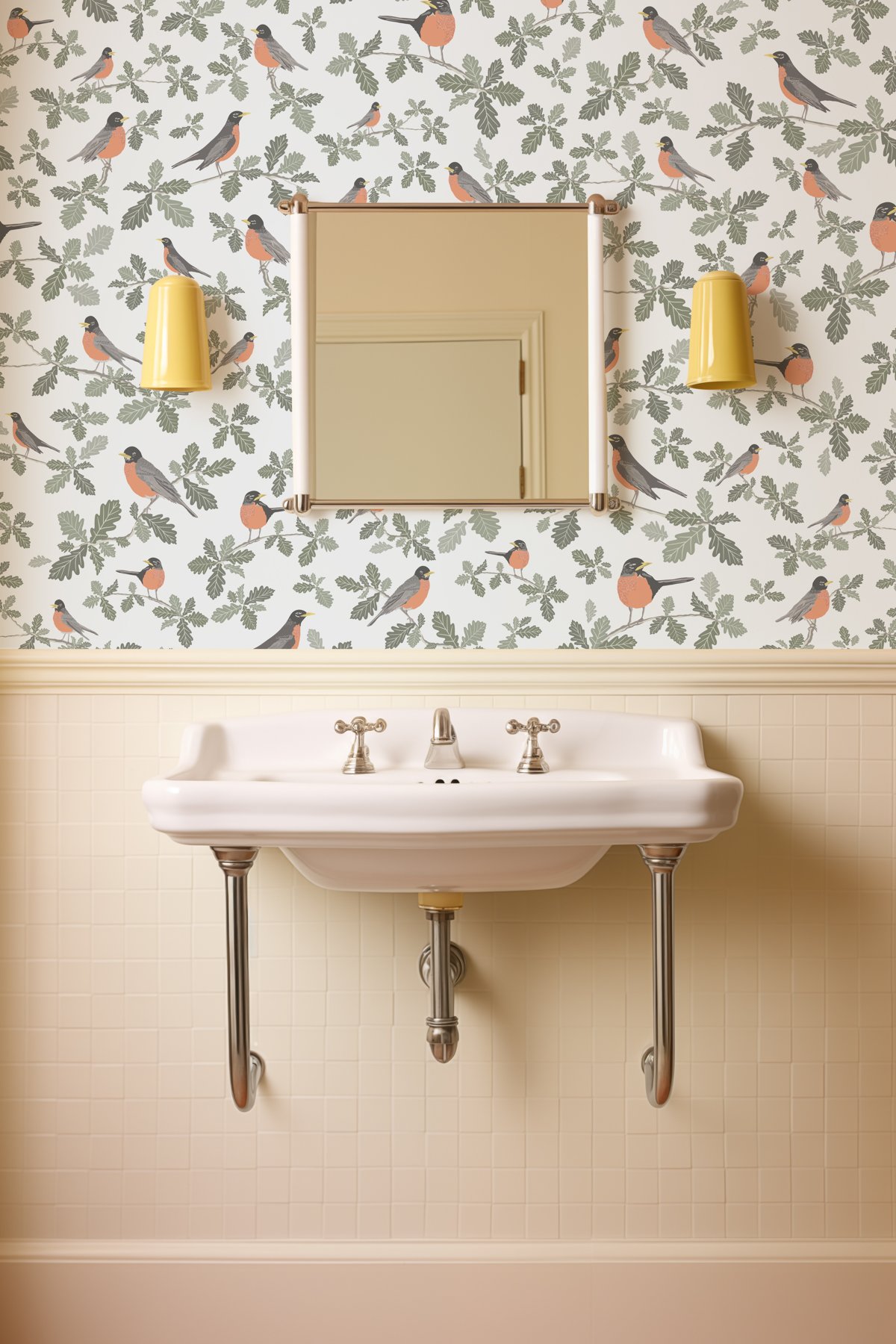 Kate Golding Robin (Silvery Grey) Wallpaper.  Modern wallcoverings and interior decor. 