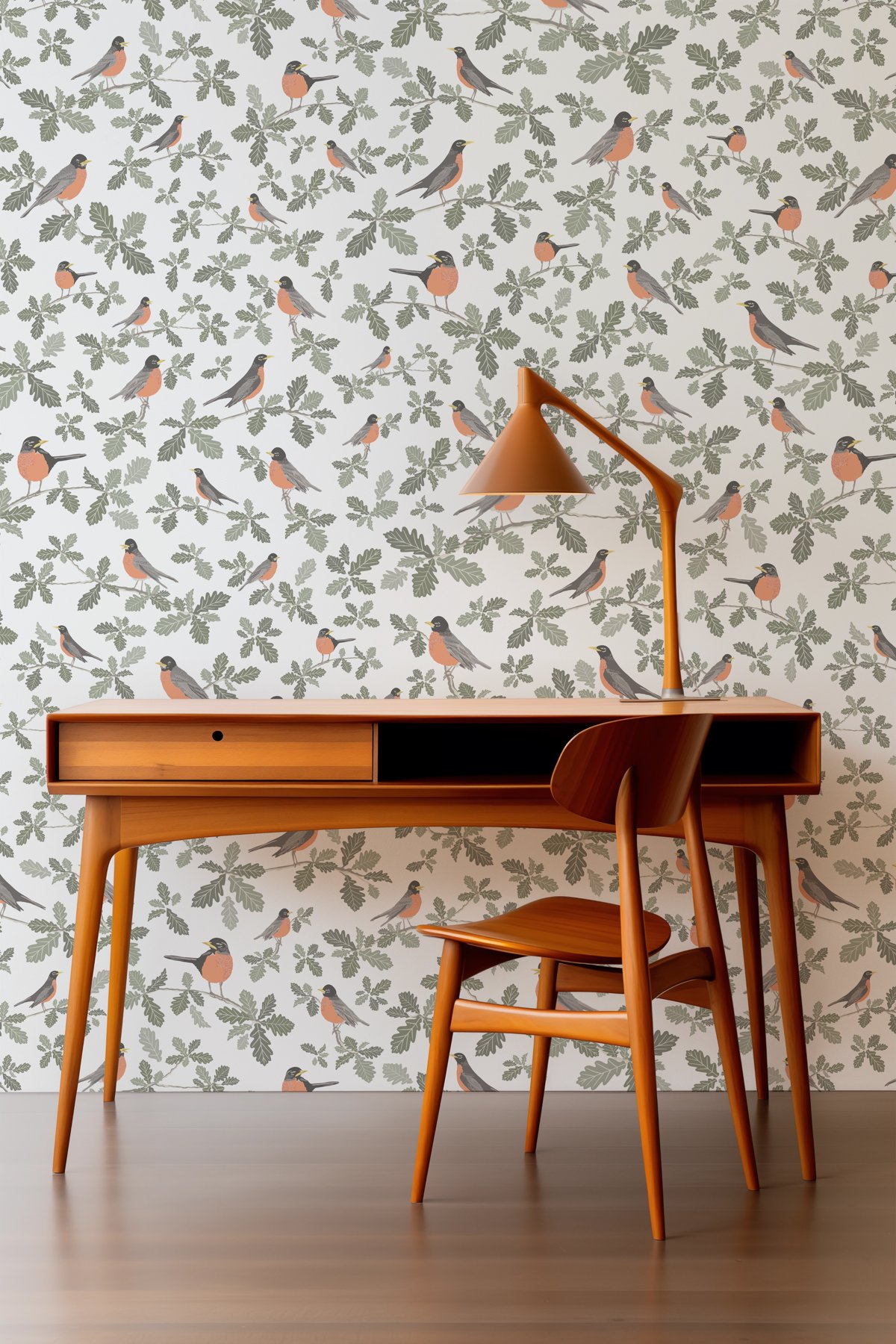 Kate Golding Robin (Silvery Grey) Wallpaper.  Modern wallcoverings and interior decor. 