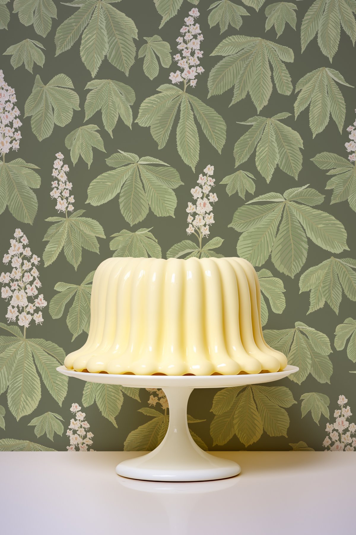 Kate Golding Horse Chestnut Blossom (Green) Wallpaper.  Modern wallcoverings and interior decor.  