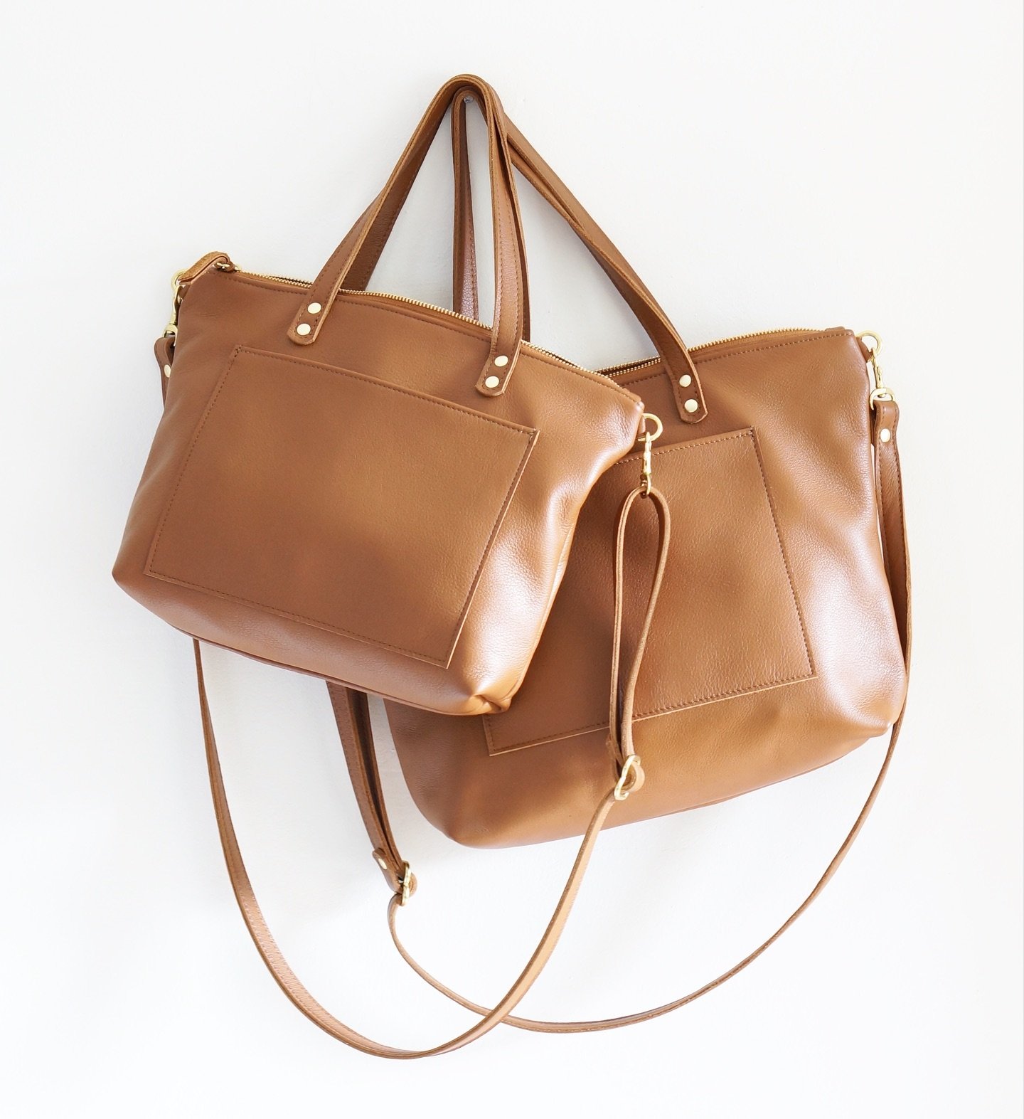 Mama and midi sized Day Bags in chocolate. What&rsquo;s your go-to size?
