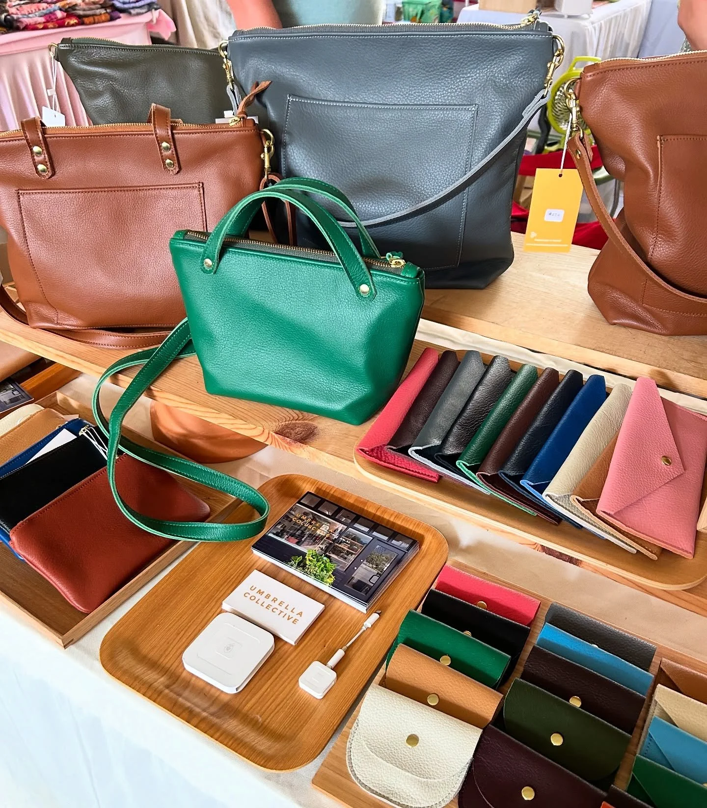 Thank you to everyone who stopped by yesterday! If you weren&rsquo;t able to make it, Trinket Bags are now live in the webshop! Shop now in colors: clover (pictured), navy, plum, and black. Happy Sunday! ☺️
