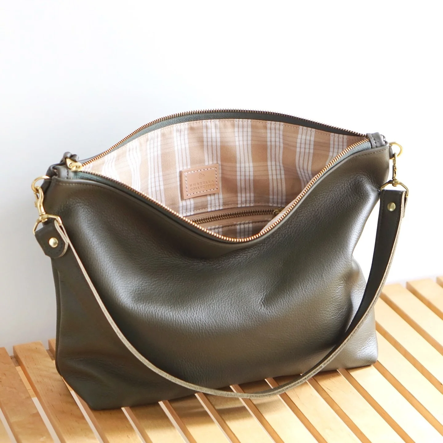 Pretty in palaka 💕Happy Aloha Friday! &bull; Leather Hobo in moss