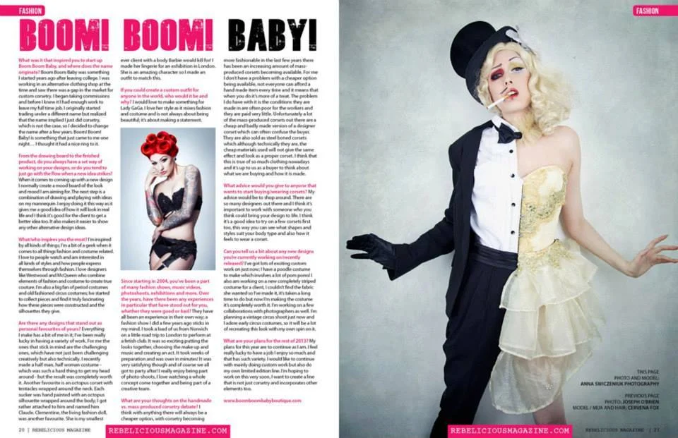 My self portrait in the current issue of Rebelicious Magazine wearing Boom! Boom! Baby! http://issuu.com/rebeliciousmagazine/docs/rebelicious_magazine_issue_13