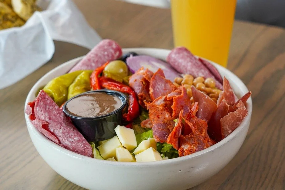 Looking to start your meal with something bold and tasty? Enjoy our Antipasto&mdash;a mix of meats, cheeses, veggies, and more, served with anchovies if you want them. Try your favorite combo!

#FirstAndLastTavernPlainville #CreativePlates #Restauran
