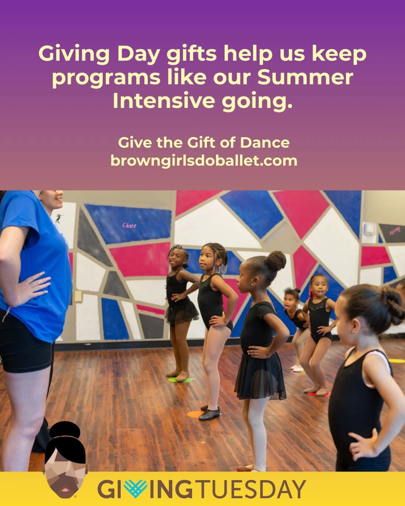 Because of donor support, more than 85 percent of our Summer Intensive dancers received scholarships this year. Help us make that possible again next summer &mdash; your Giving Tuesday gift matters.

Support accessible ballet this Giving Tuesday. 🤎✨