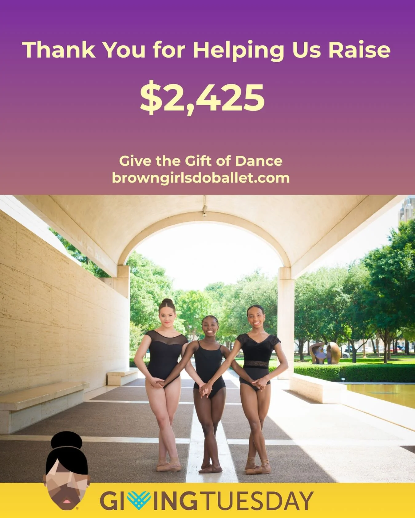 Yesterday you helped us raise $2,425 on Giving Day &mdash; and when combined with Give 8/28 and North Texas Giving Day, we came within inches of our $15K fall fundraising goal. This support means more scholarships, more free classes, more pointe shoe