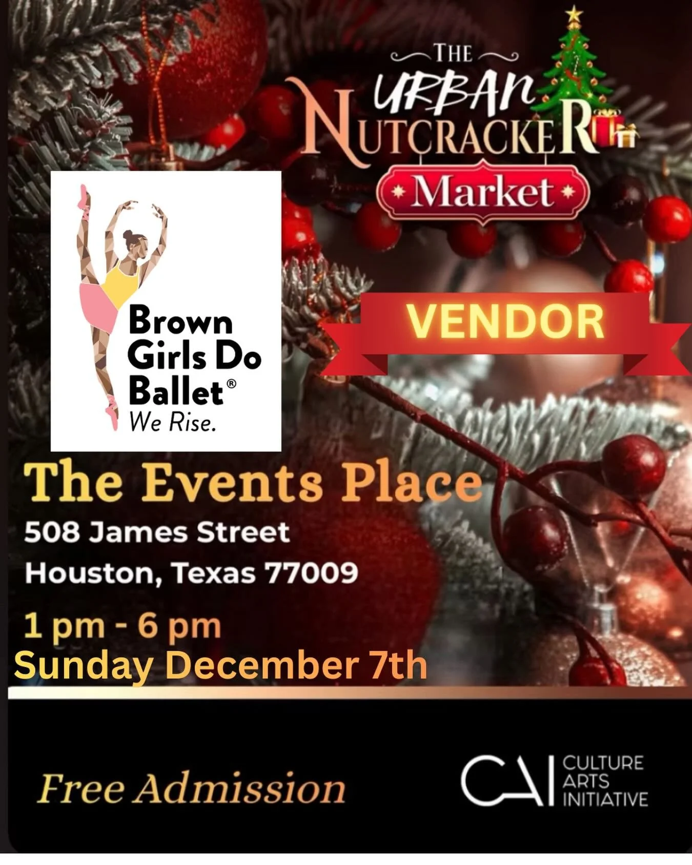 Houston! Don&rsquo;t forget! We will see you Sunday! Come grab holiday gifts in person! Excited to be a vendor at the Urban Nutcracker Market on Sunday, December 7th from 1PM&ndash;6PM! 🎄🛍️✨
Come shop local, support small businesses, and enjoy a sp