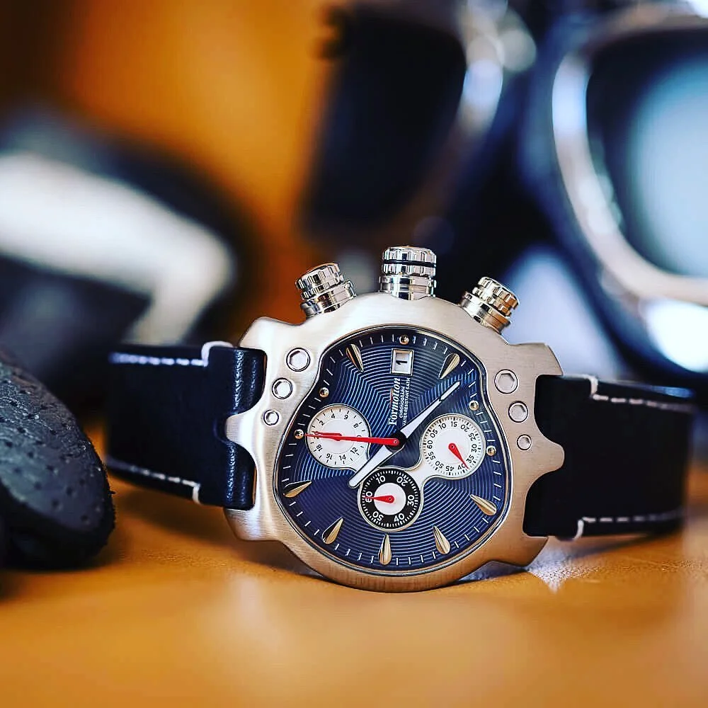 Limited Release N-Wave 3 Watch by Formotion:  Stainless steel 316L Teschio case, Weight 126g, 14.5MM Thickness, 43MM Diameter, Japanese Miyota 6S10 Chronograph Movement, SR927W Battery, Super LumiNova Night Vision Hands, Date Window, K1 Crystal &ndas
