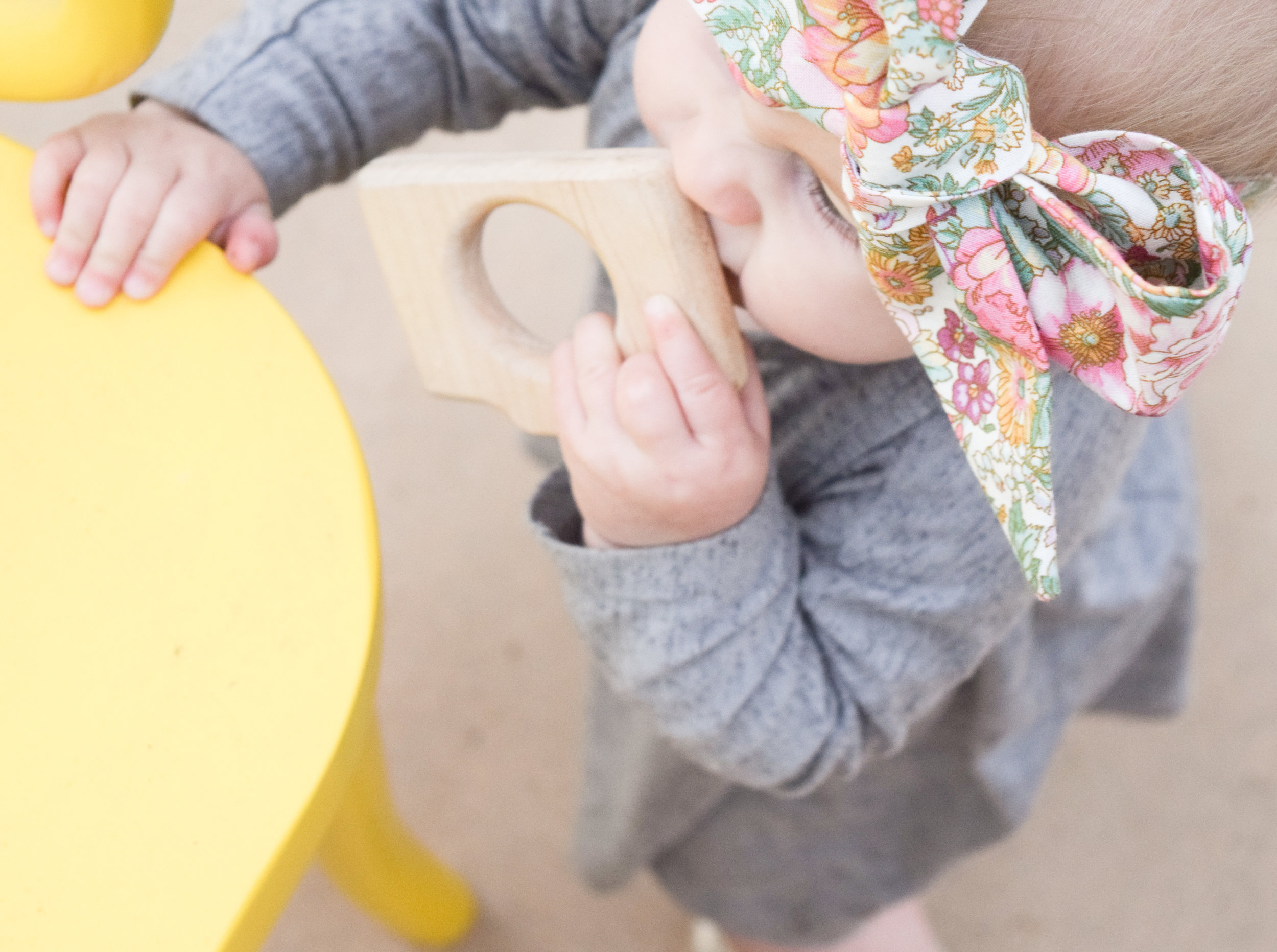 Baby Fashion - Grey Long Sleeved Kids Dress, Gold Moccasins, Floral Print Head Wrap