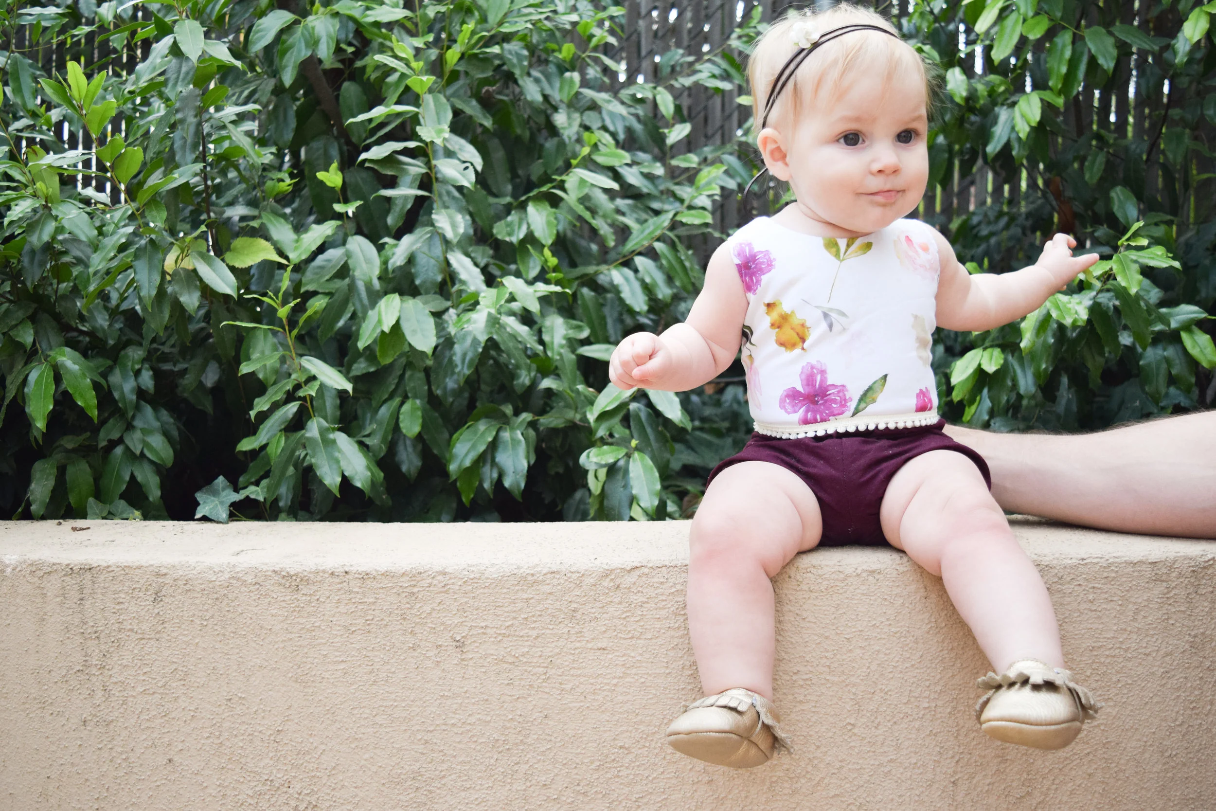 Boho Baby Clothes - Floral Baby Crop Top + Maroon Baby Bloomers