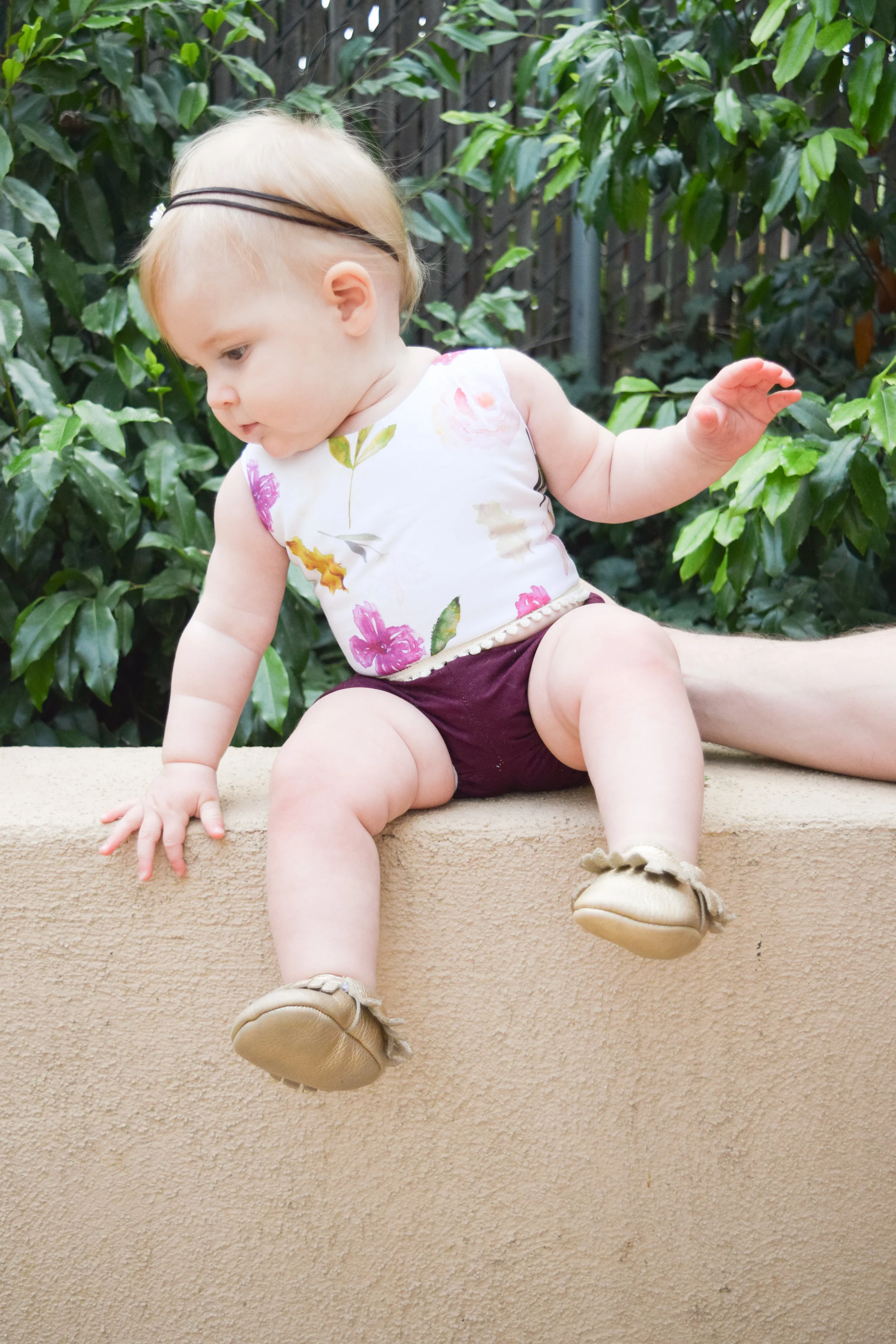Boho Baby Clothes - Floral Baby Crop Top + Maroon Baby Bloomers