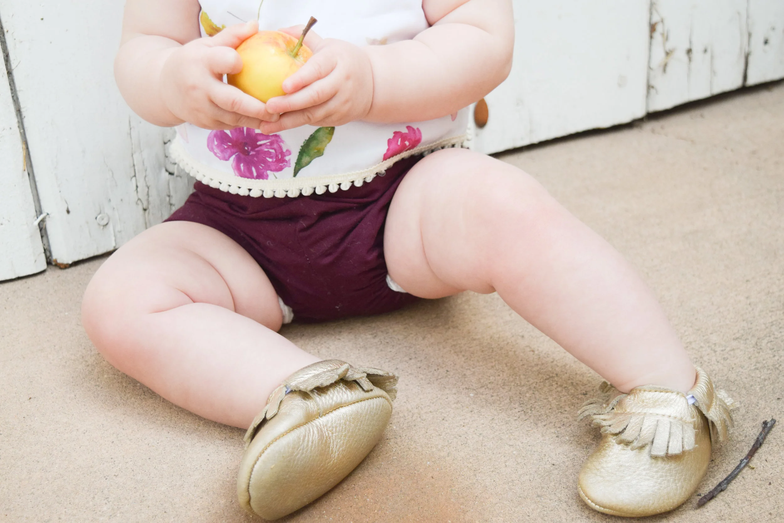 Boho Baby Clothes - Floral Baby Crop Top + Maroon Baby Bloomers