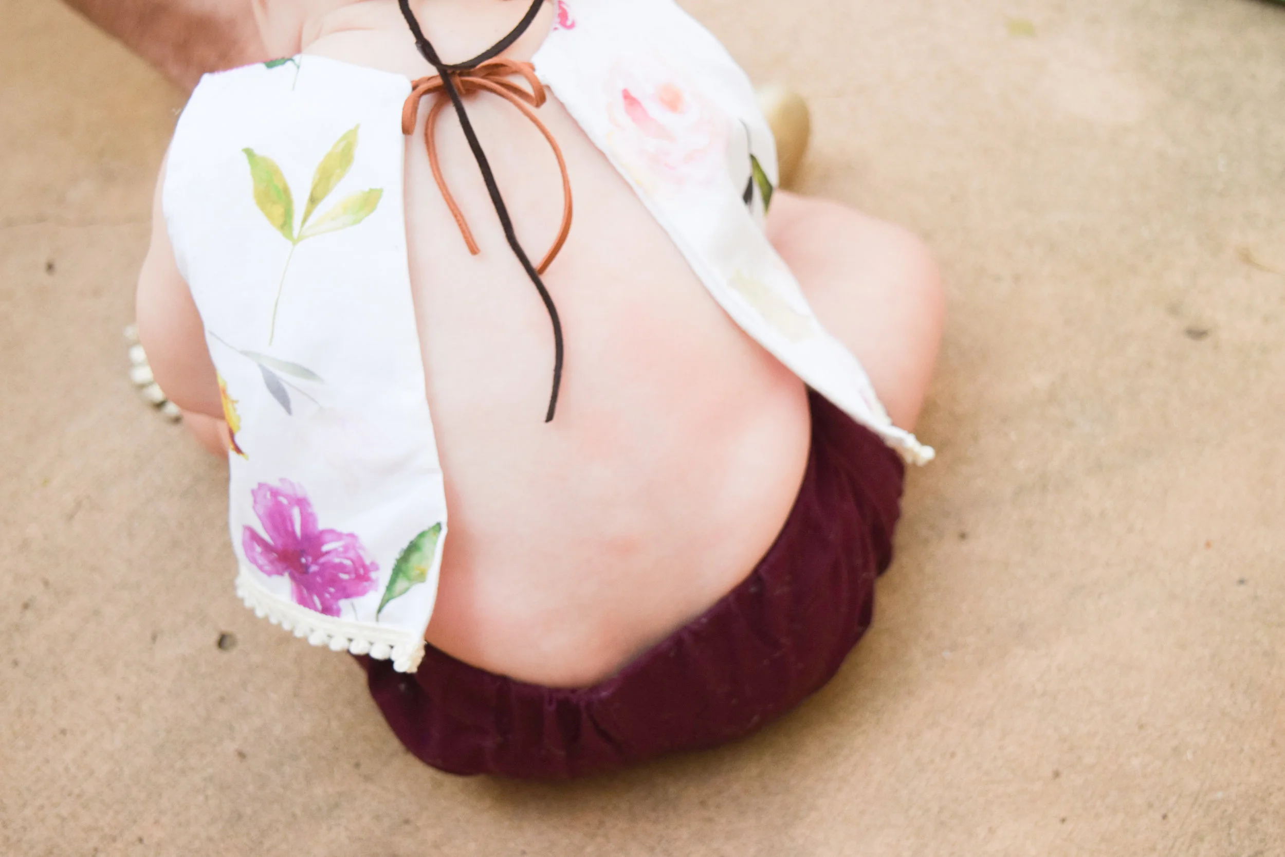 Boho Baby Clothes - Floral Baby Crop Top + Maroon Baby Bloomers