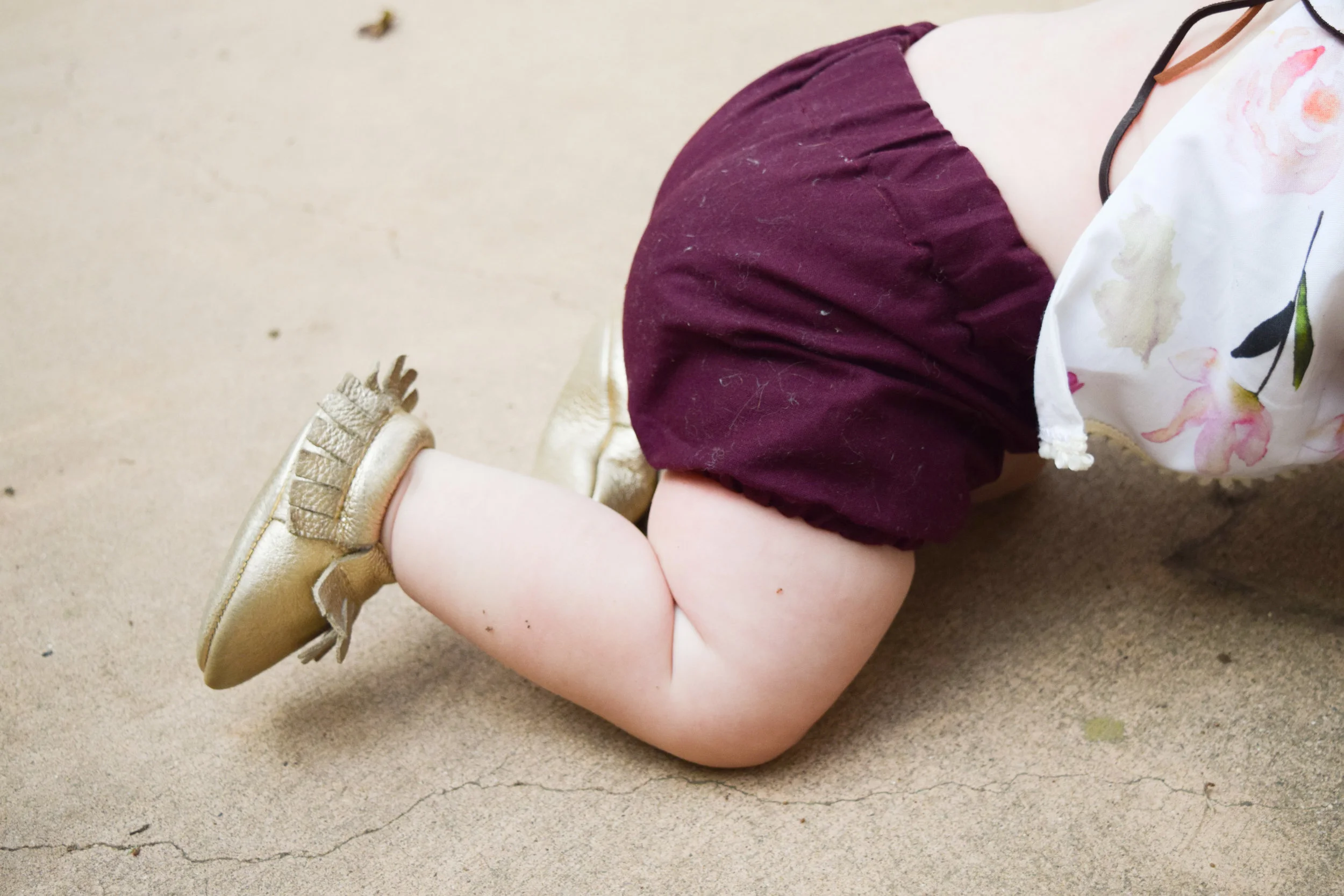 Boho Baby Clothes - Floral Baby Crop Top + Maroon Baby Bloomers