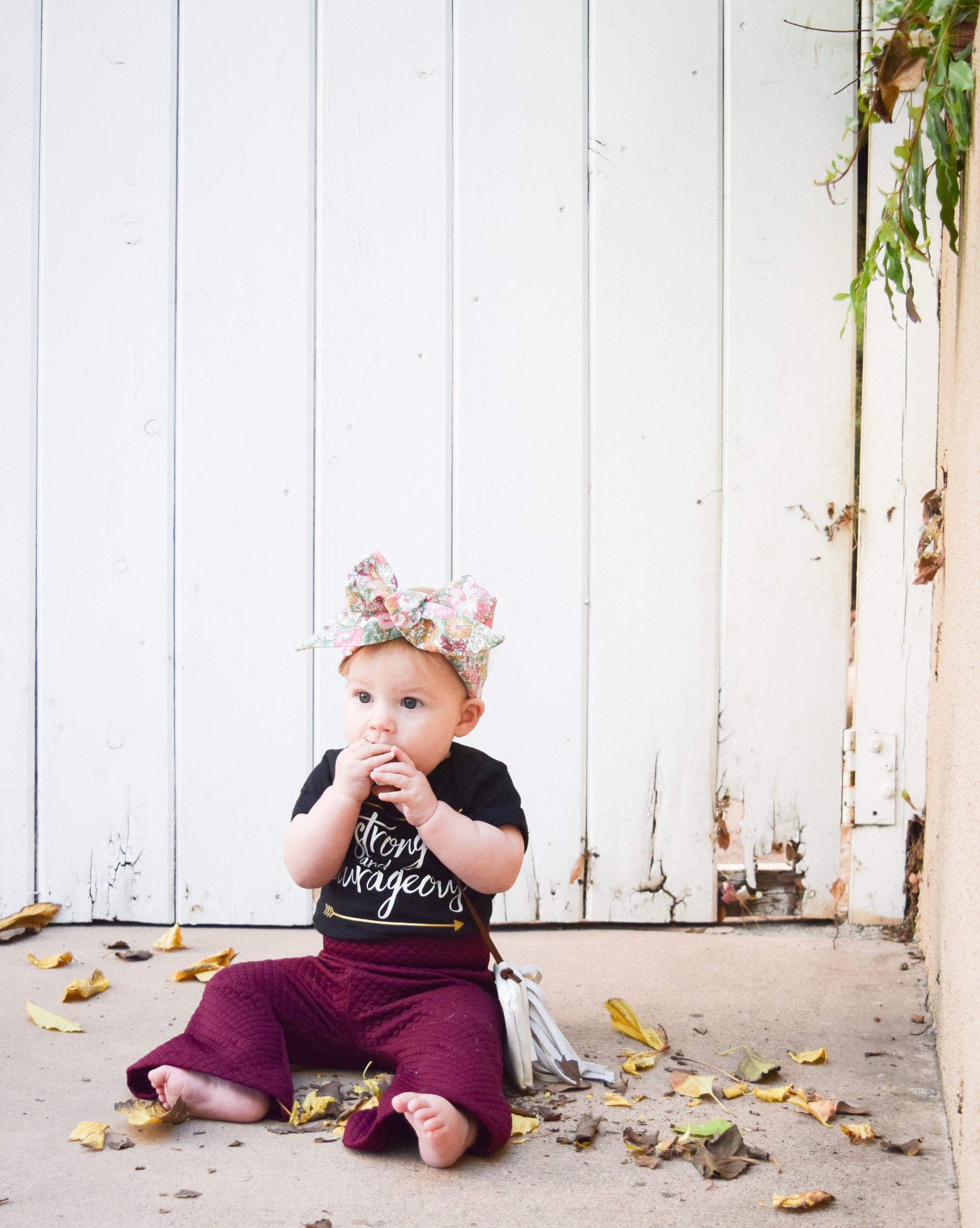 Maroon Baby Bell Bottoms, Black Printed Onesie, Boho Baby Purse
