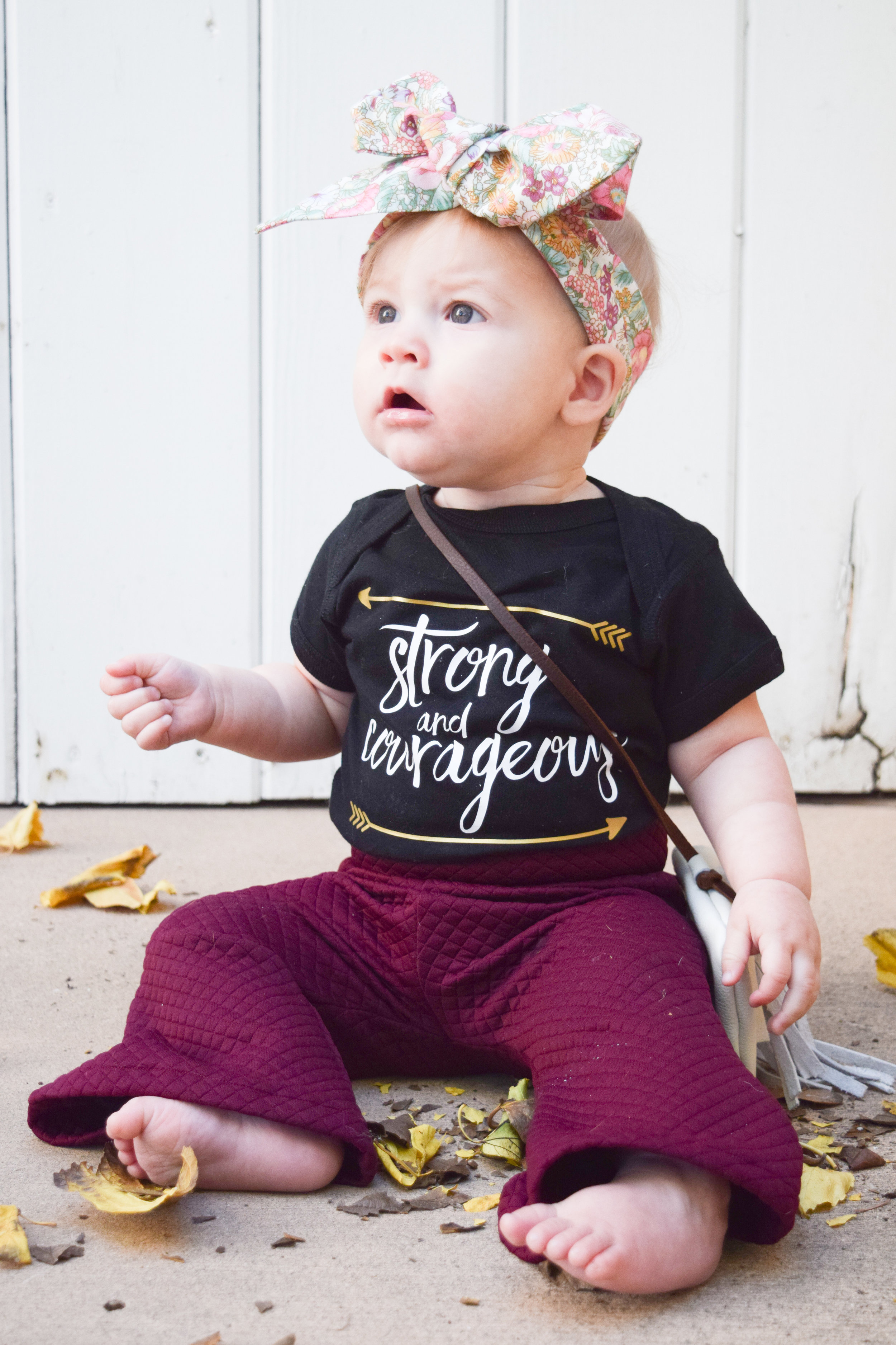 Maroon Baby Bell Bottoms, Black Printed Onesie, Boho Baby Purse