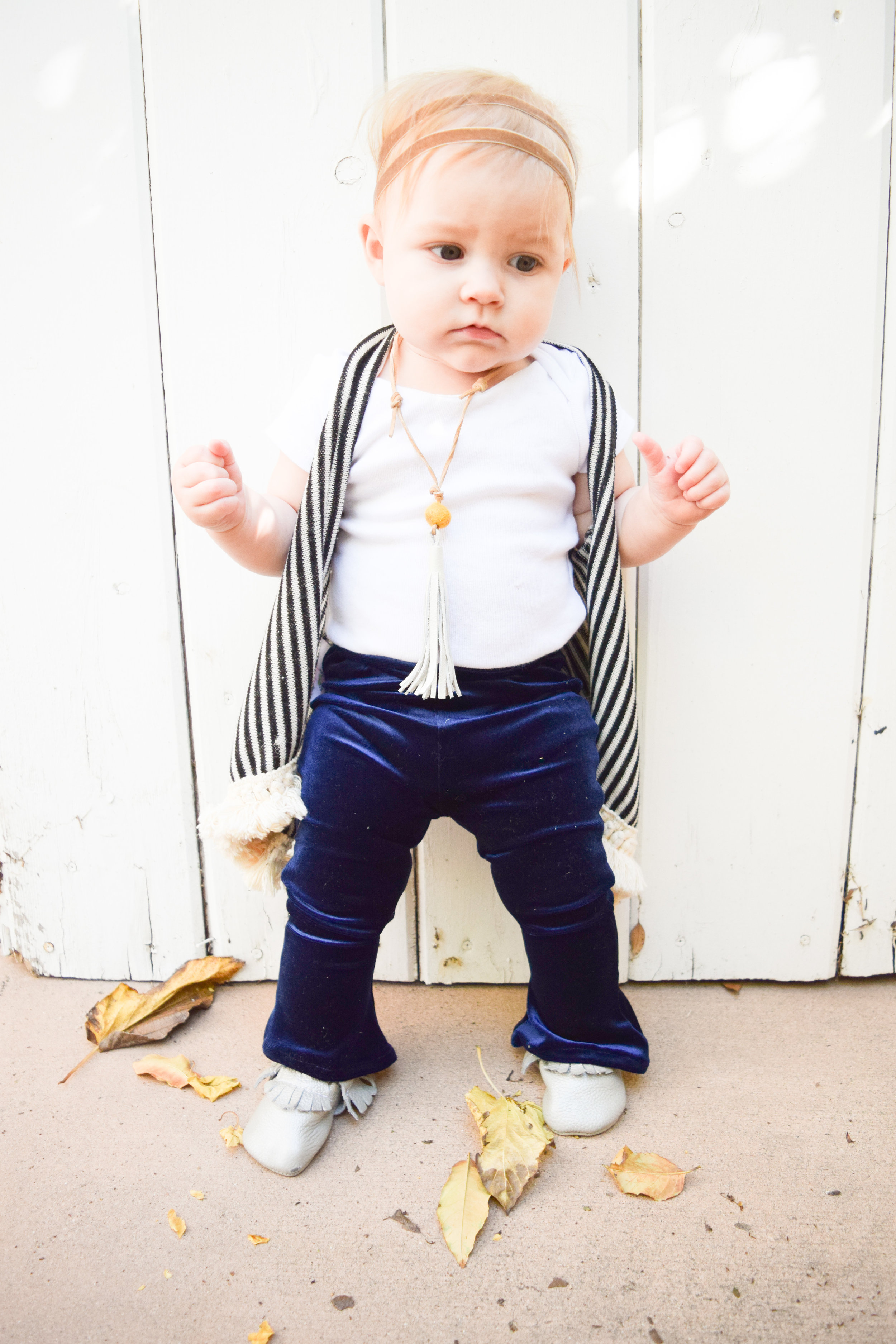 KIDS FASHION | Navy Velvet Kids Bell Bottoms Boho Outfit