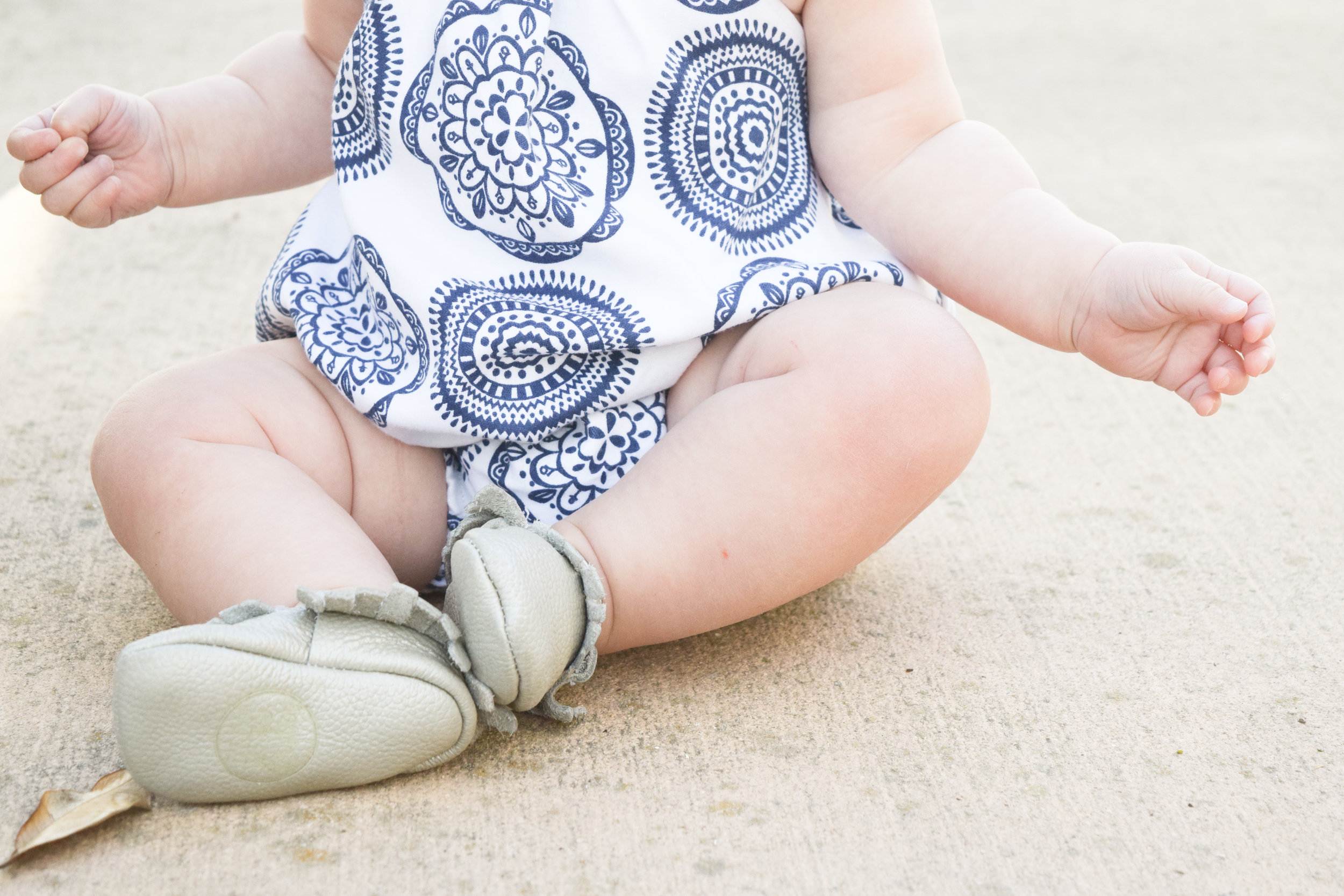 KIDS FASHION | Blue + White Medallion Kids Romper