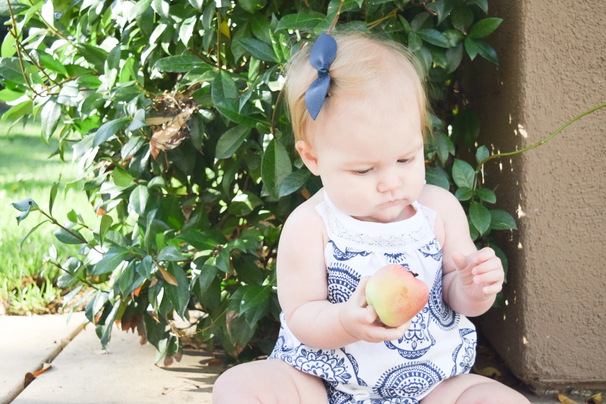 KIDS FASHION | Blue + White Medallion Kids Romper