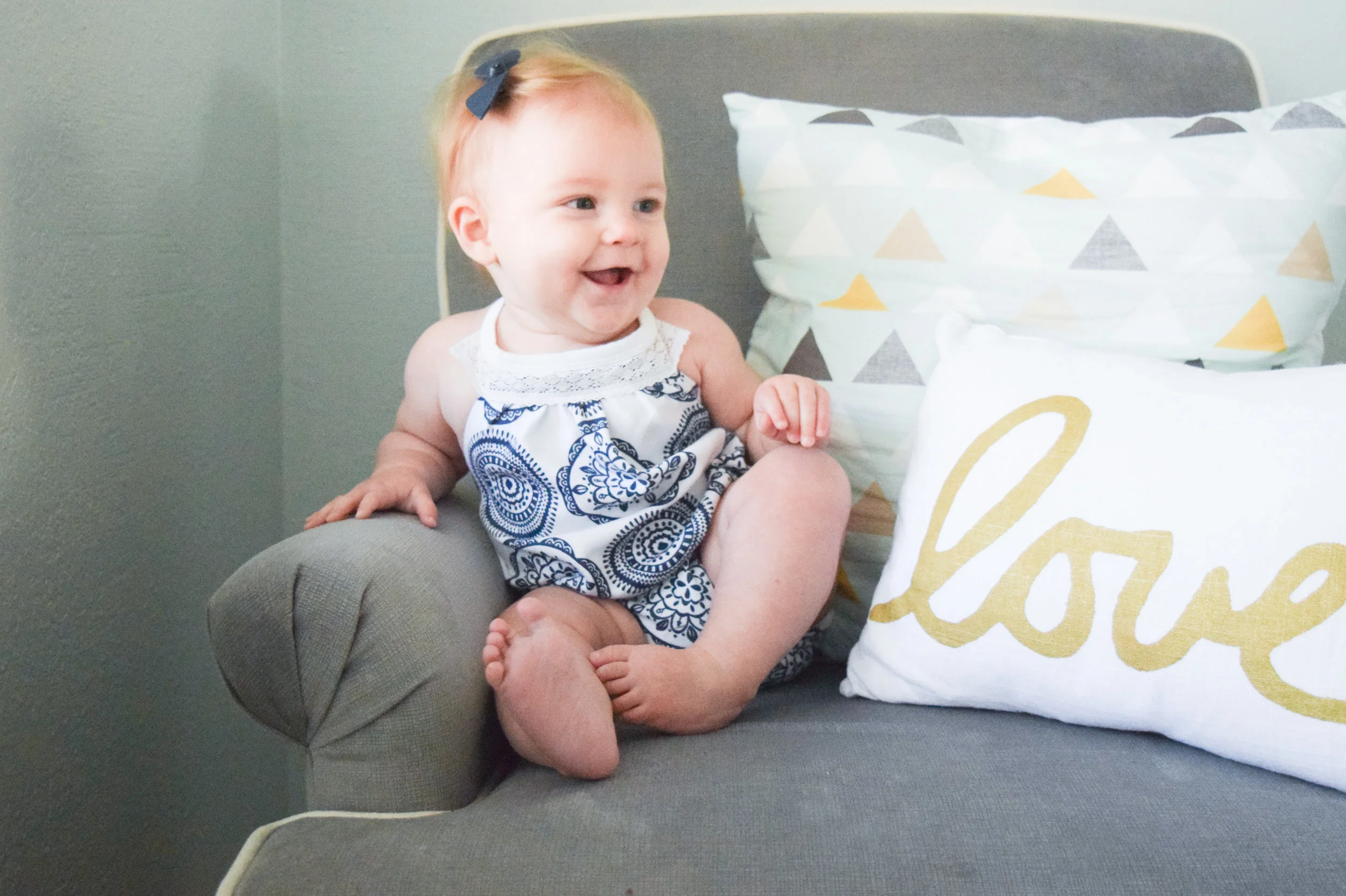 KIDS FASHION | Blue + White Medallion Kids Romper