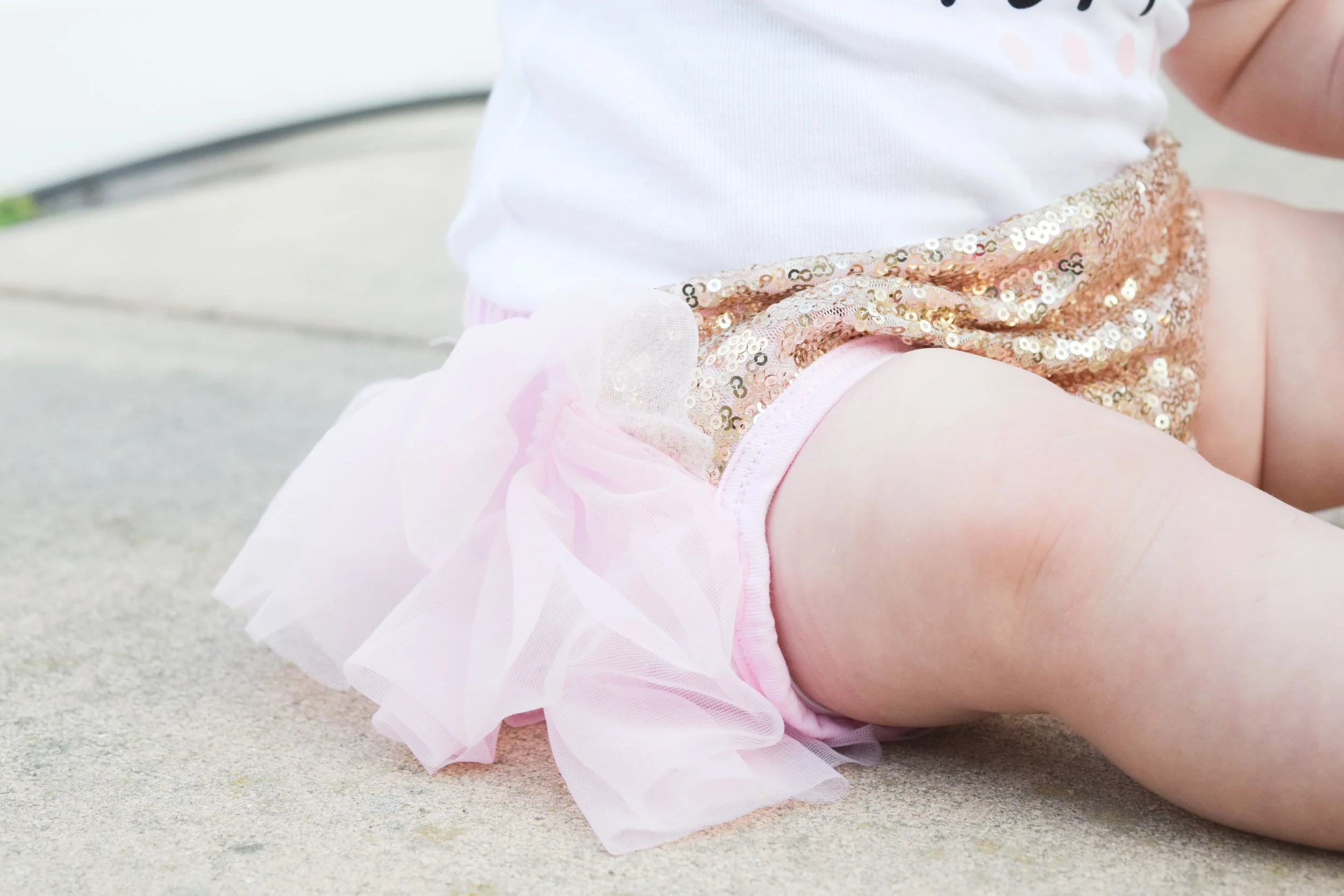 Oh Donut Even Onesie - Gold Sequin Bloomers - Light Pink Ruffle Bloomers - Posh Little Baby Boutique