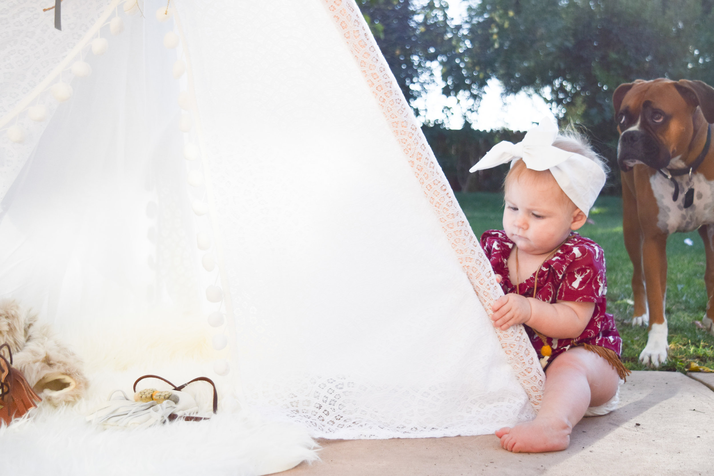 BABY FASHION | Maroon Holiday Reindeer Kids Fringe Dress and Kids Room Teepee