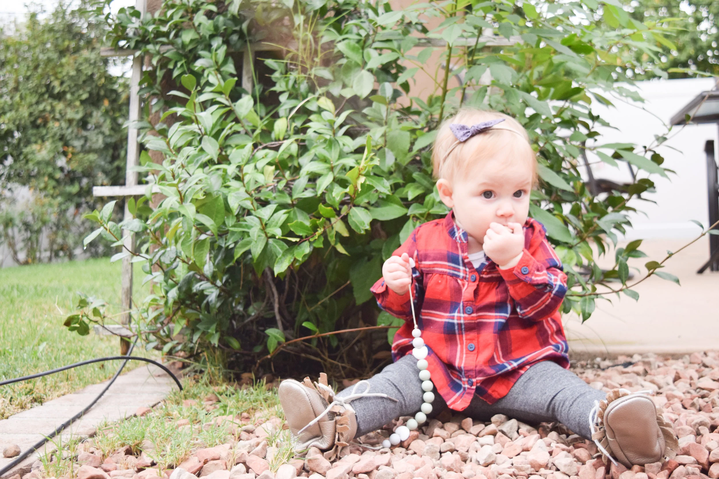 BABY FASHION | Red Baby Flannel, Silver Baby Leggings, Fall Purple Baby Bow, Champagne Baby Moccasin Boots