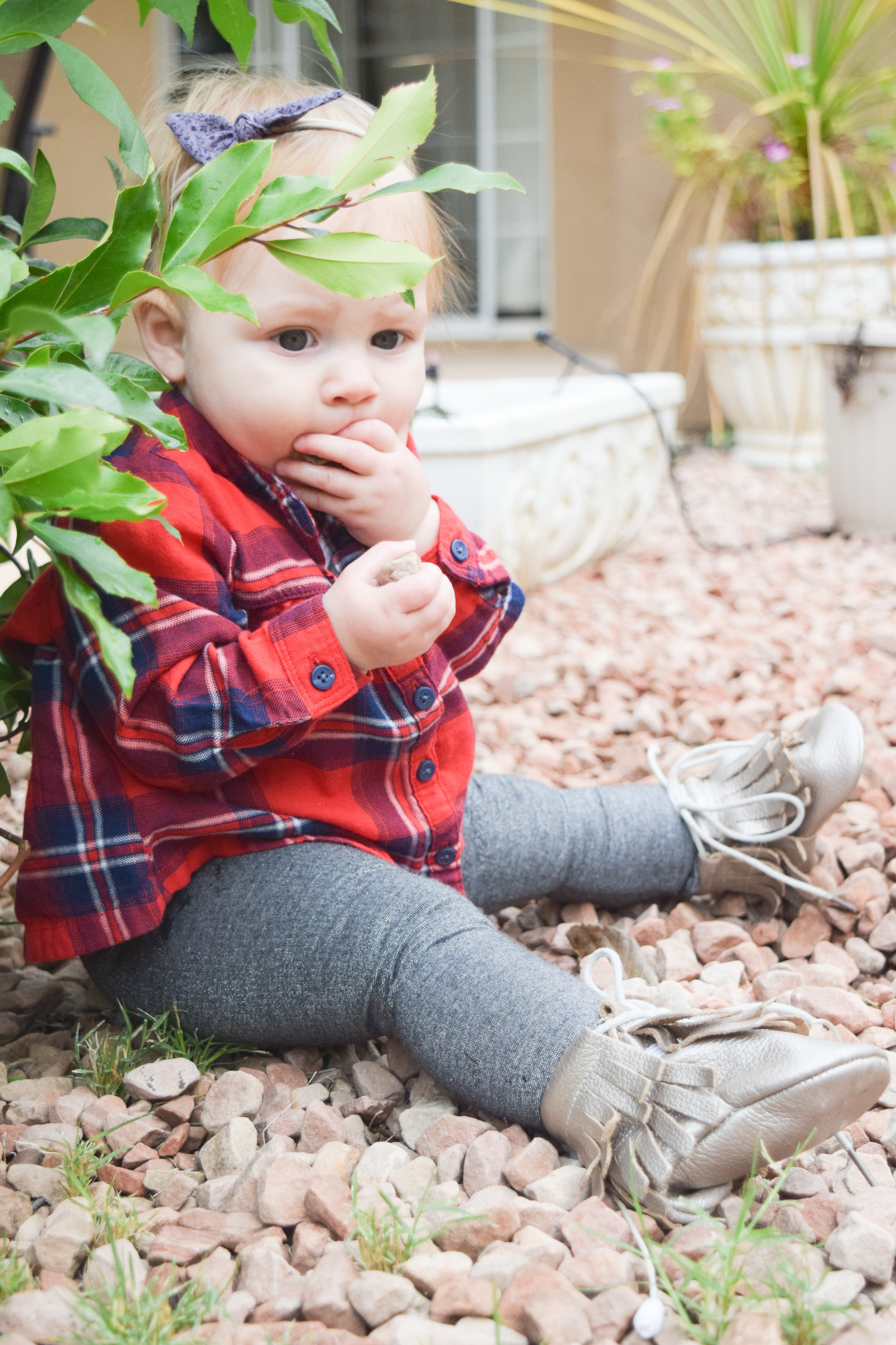 BABY FASHION | Red Baby Flannel, Silver Baby Leggings, Fall Purple Baby Bow, Champagne Baby Moccasin Boots