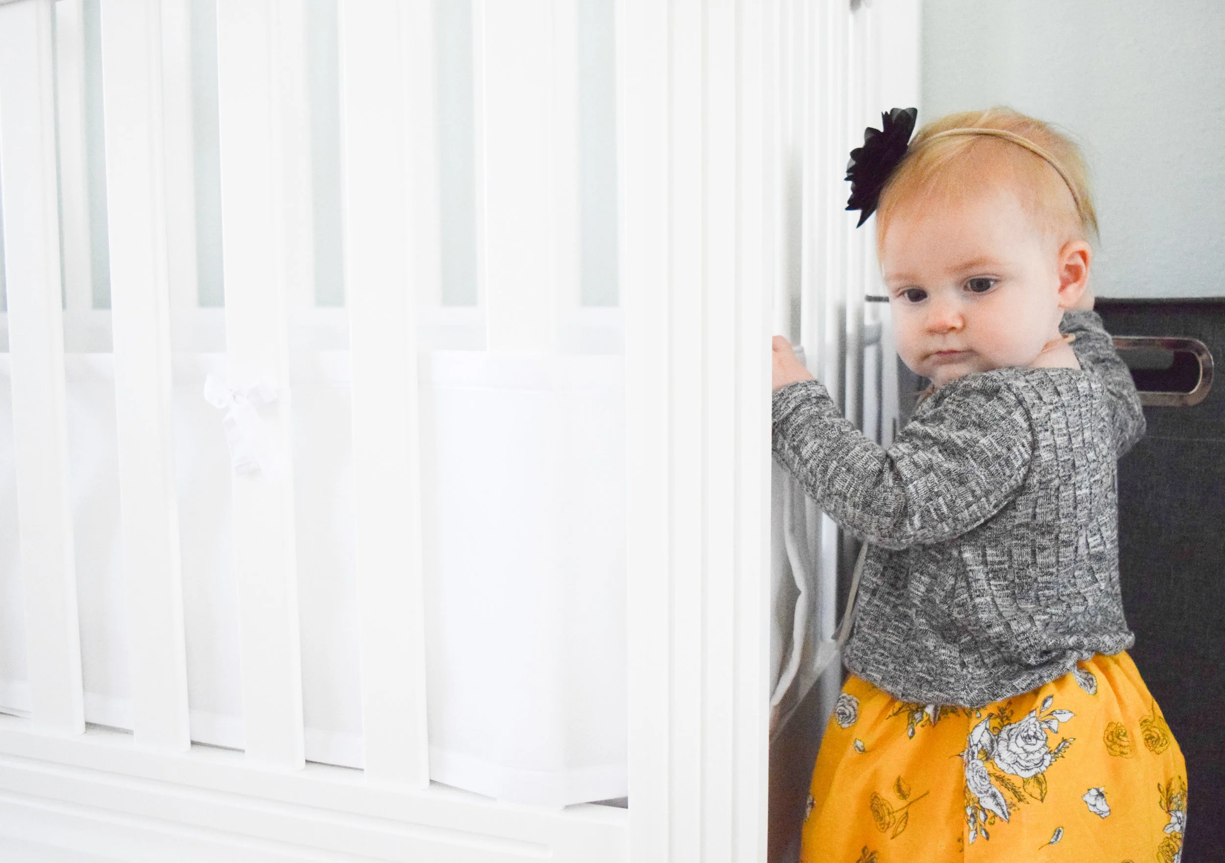 BABY FASHION | Mustard Vintage Floral + Heather Grey Baby Sweater Dress