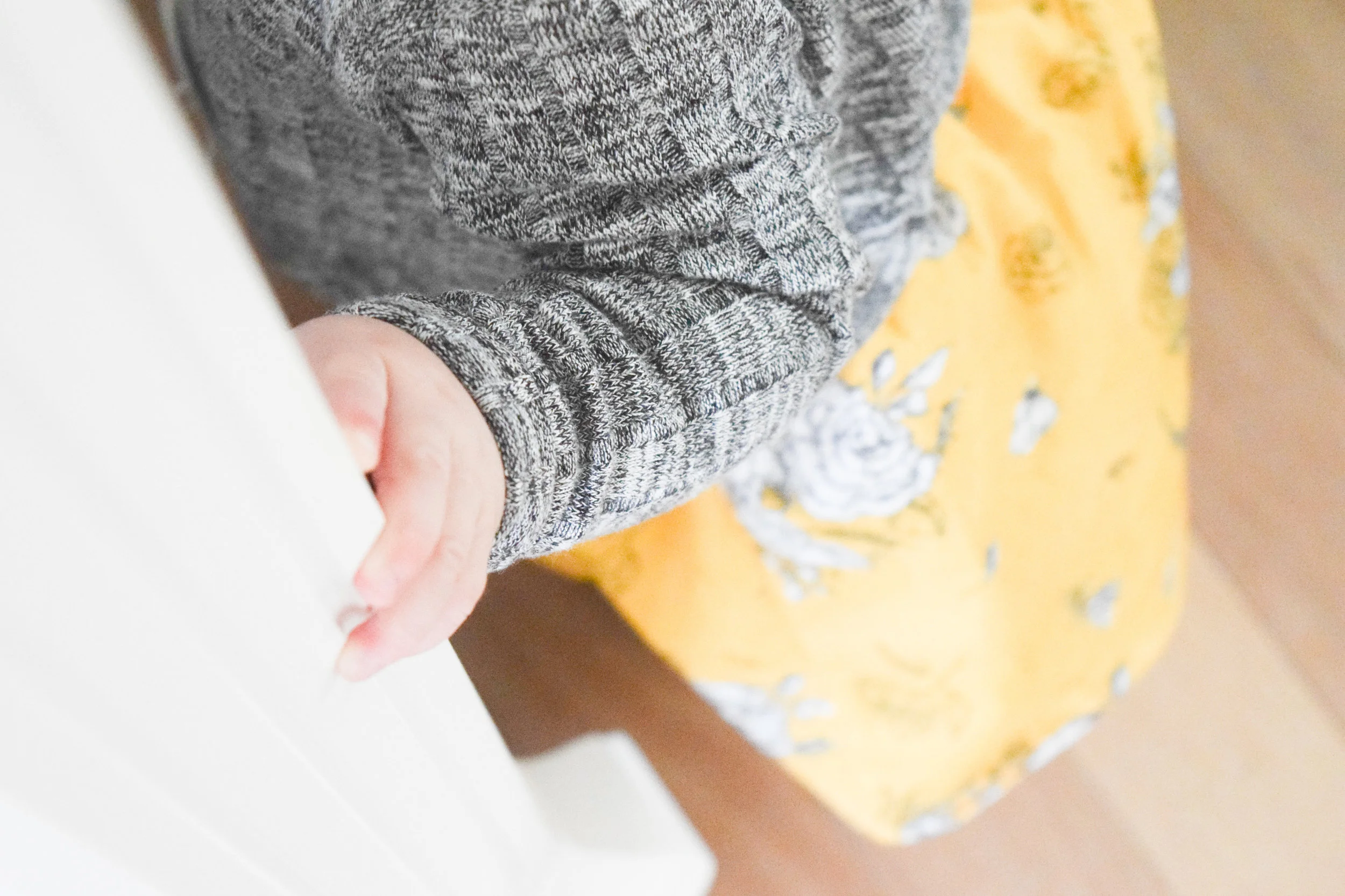 BABY FASHION | Mustard Vintage Floral + Heather Grey Baby Sweater Dress