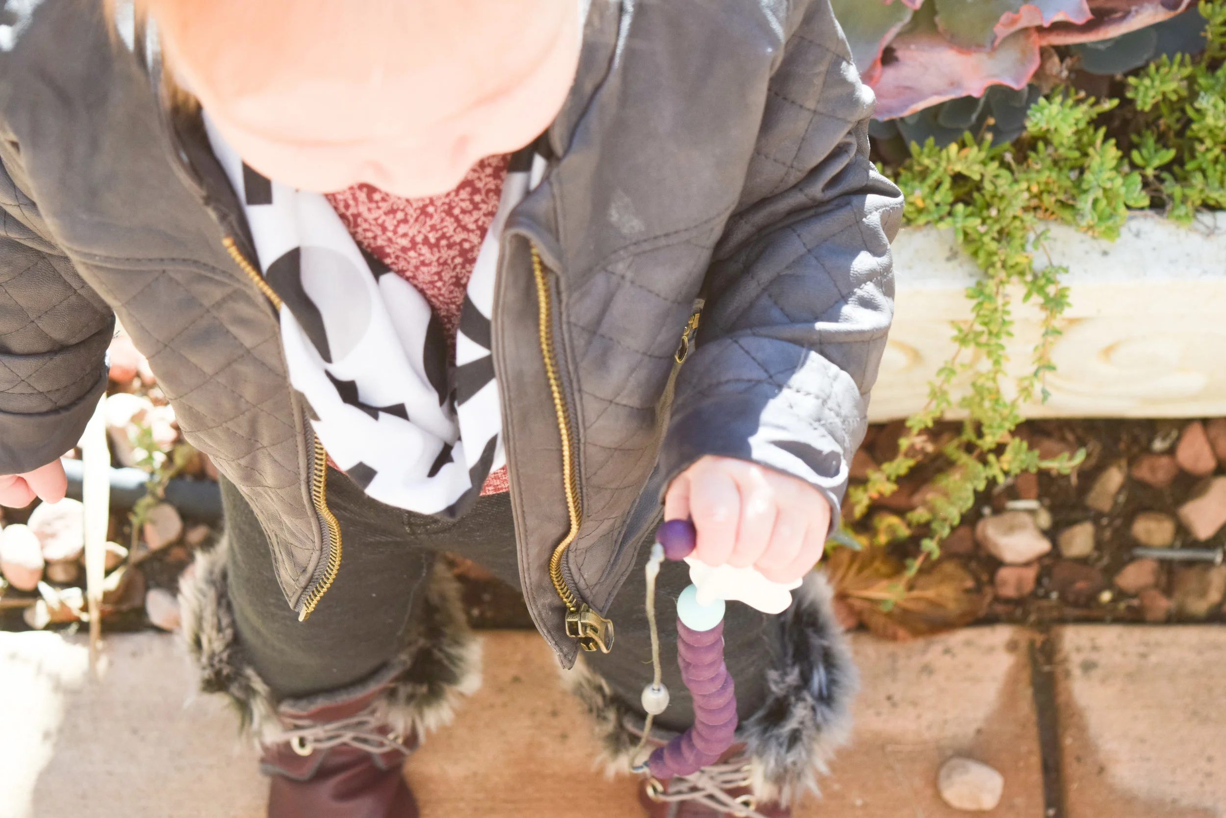 BABY FASHION | A baby leather jacket, baby infinity scarf and baby fur combat boots